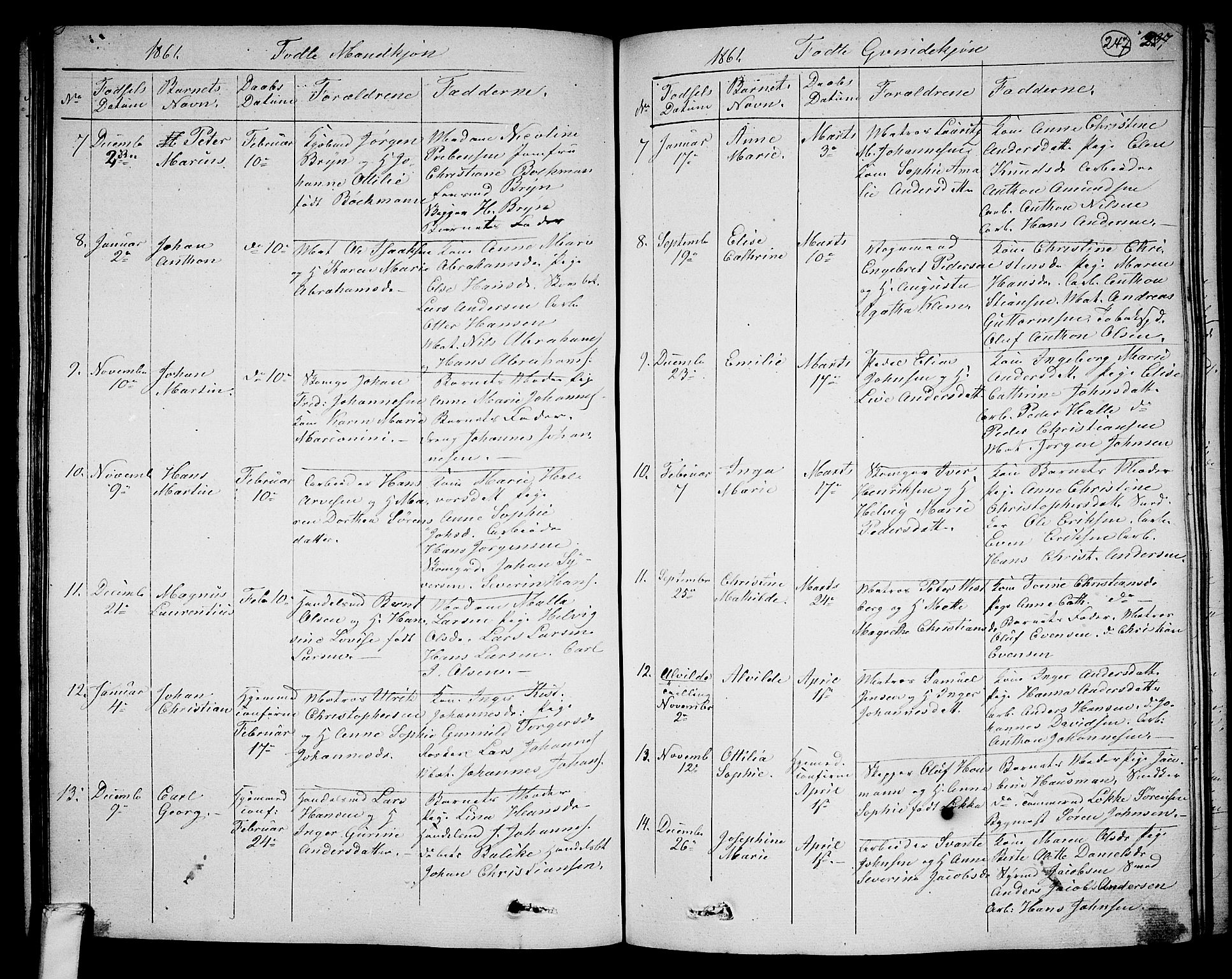 Larvik kirkebøker, AV/SAKO-A-352/G/Ga/L0003a: Klokkerbok nr. I 3A, 1830-1870, s. 247