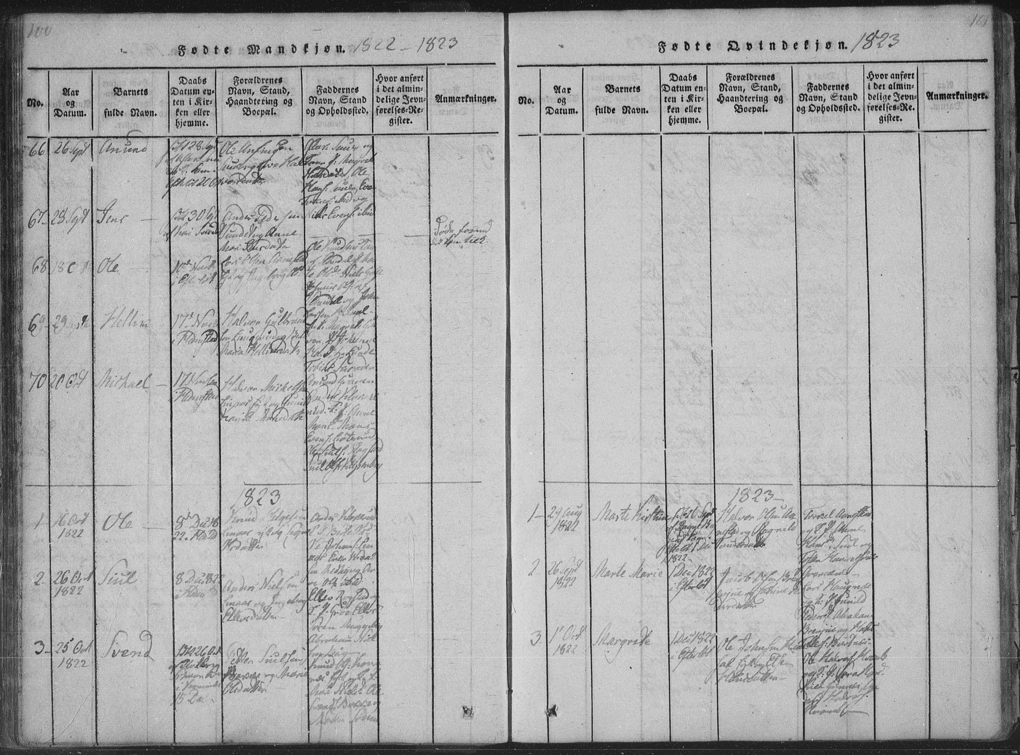 Sandsvær kirkebøker, SAKO/A-244/F/Fa/L0004: Ministerialbok nr. I 4, 1817-1839, s. 100-101