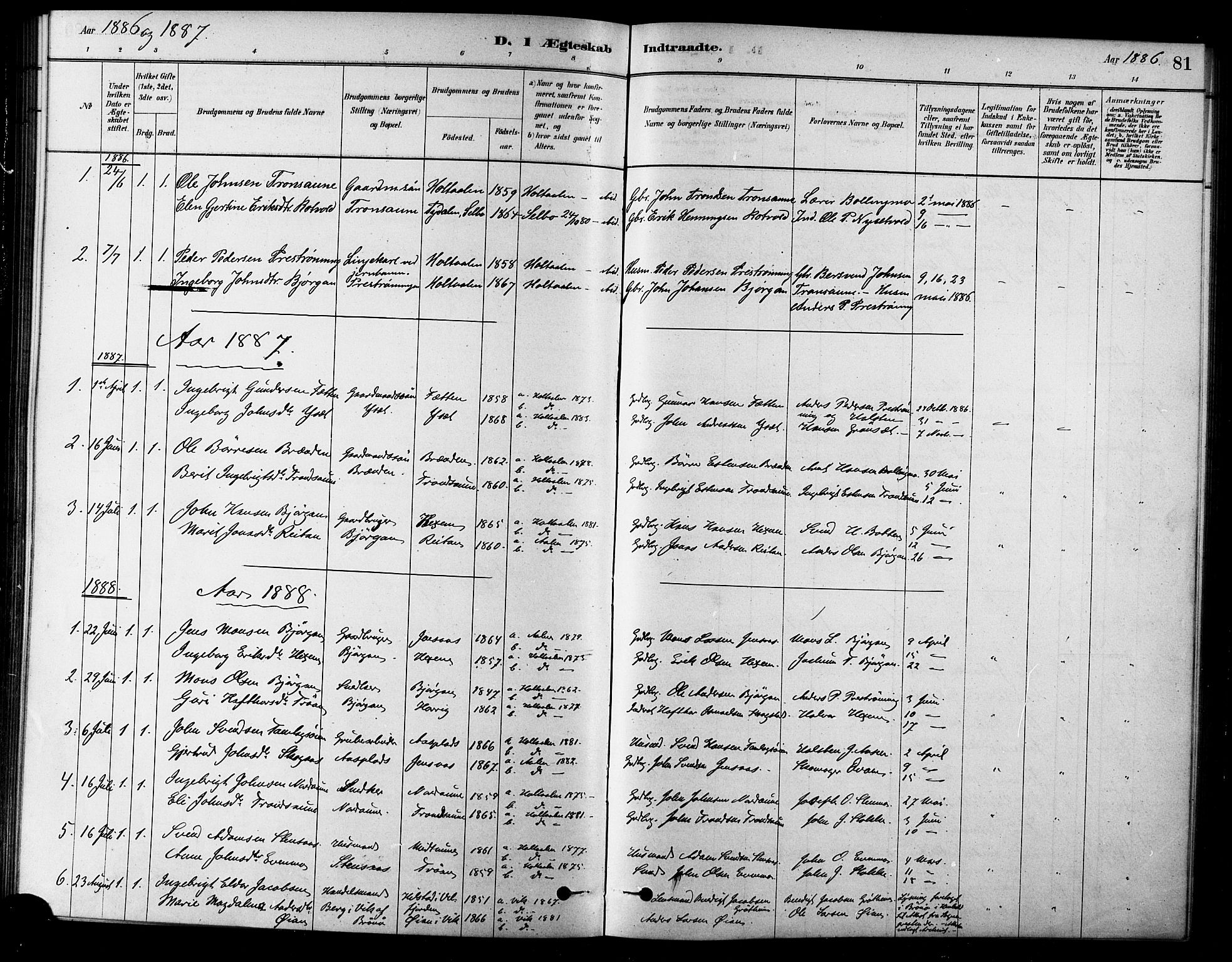 Ministerialprotokoller, klokkerbøker og fødselsregistre - Sør-Trøndelag, SAT/A-1456/685/L0972: Ministerialbok nr. 685A09, 1879-1890, s. 81