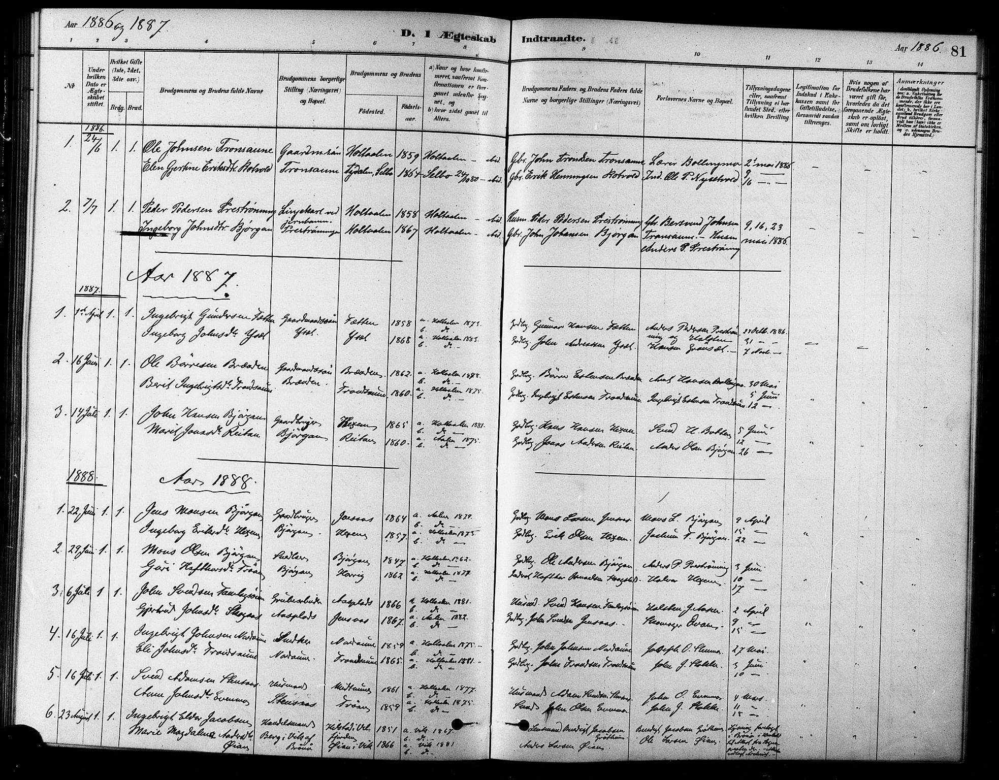 Ministerialprotokoller, klokkerbøker og fødselsregistre - Sør-Trøndelag, AV/SAT-A-1456/685/L0972: Ministerialbok nr. 685A09, 1879-1890, s. 81