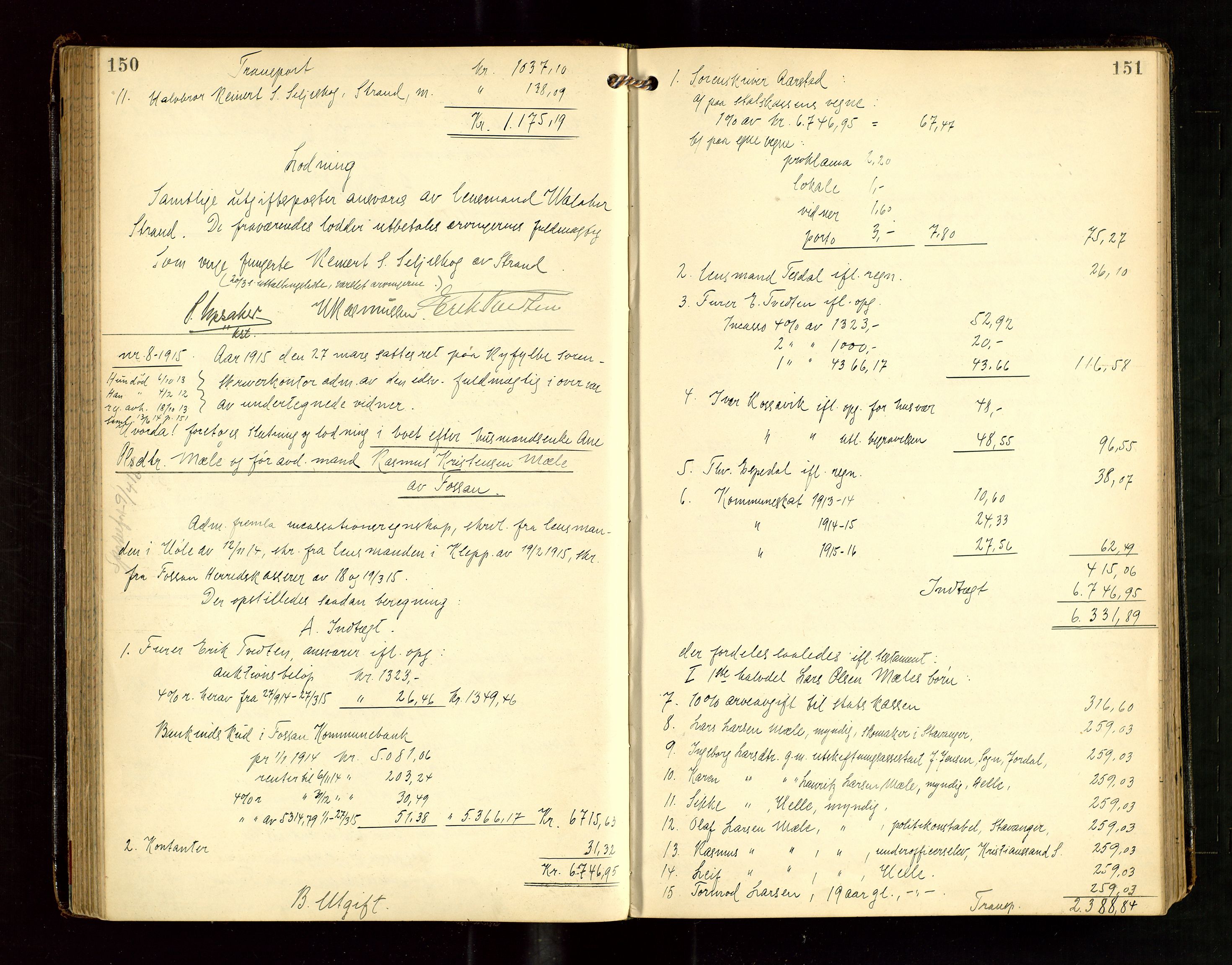 Ryfylke tingrett, SAST/A-100055/001/IV/IVG/L0004: Skifteutlodningsprotokoll Med register, 1912-1918, s. 150-151