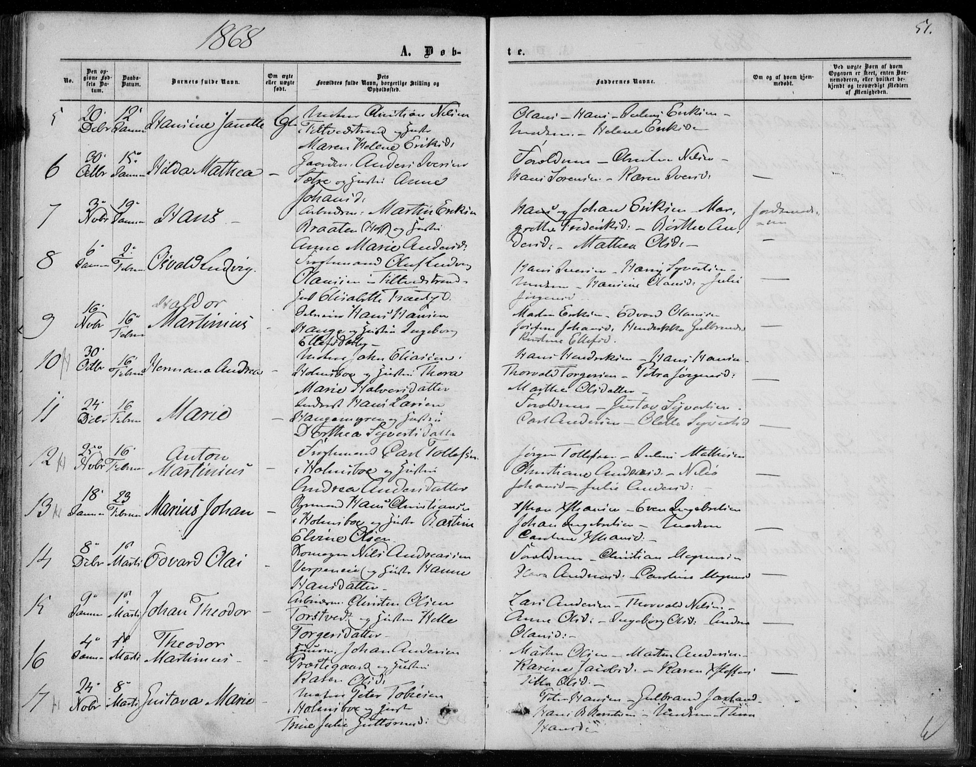 Hurum kirkebøker, AV/SAKO-A-229/F/Fa/L0012: Ministerialbok nr. 12, 1861-1875, s. 51