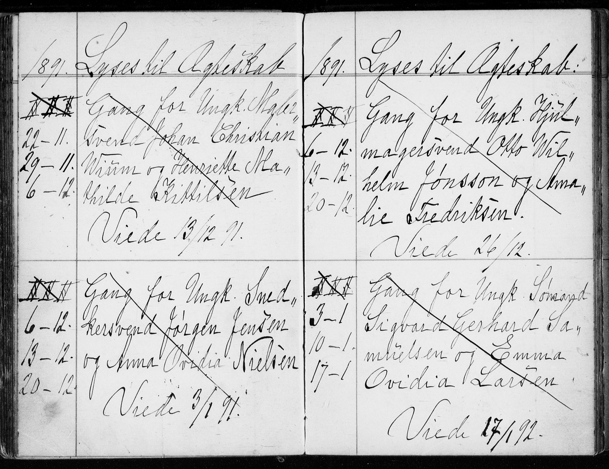 Strømsø kirkebøker, AV/SAKO-A-246/H/Ha/L0007: Lysningsprotokoll nr. 7, 1884-1896