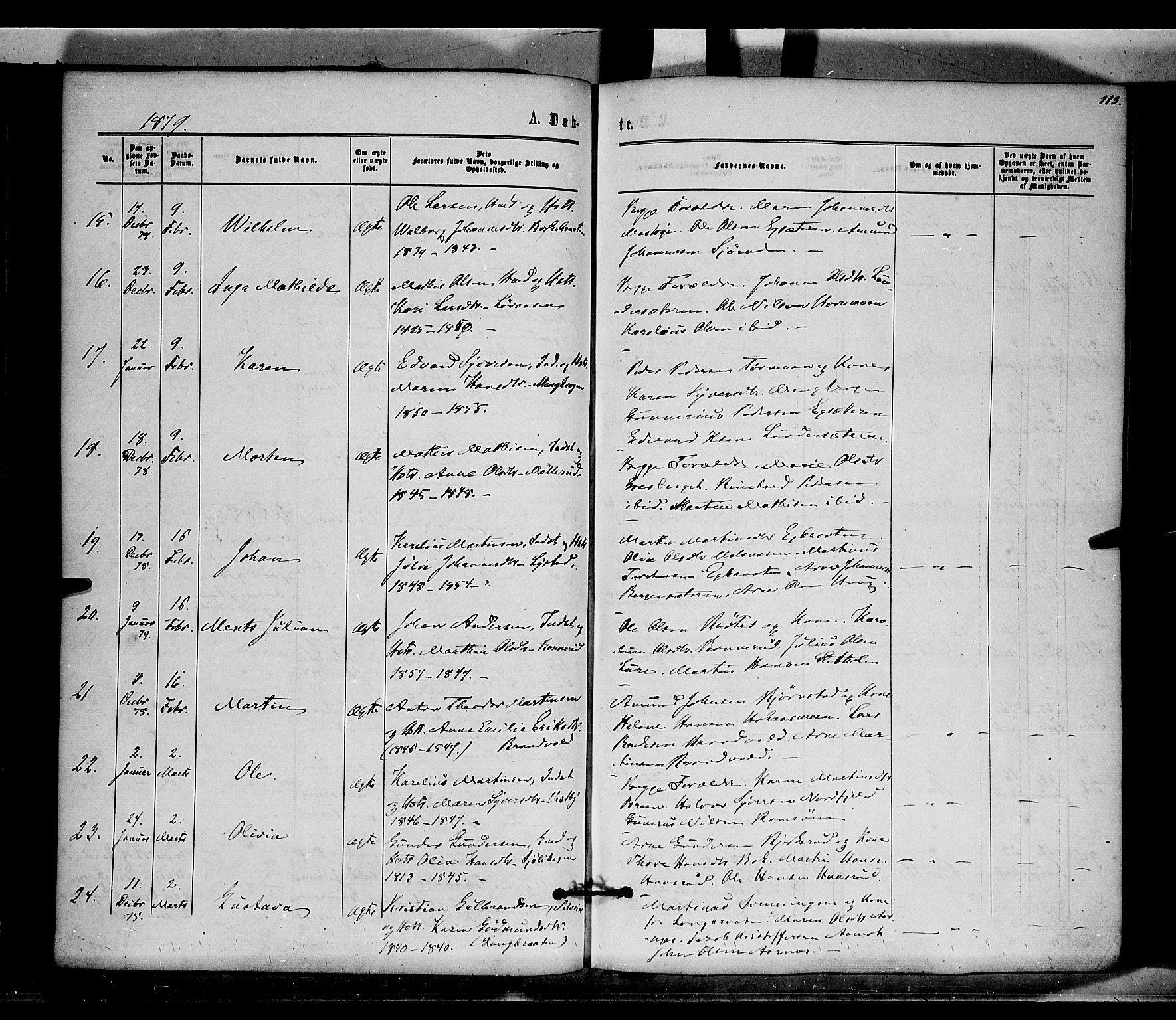 Brandval prestekontor, AV/SAH-PREST-034/H/Ha/Haa/L0001: Ministerialbok nr. 1, 1864-1879, s. 113