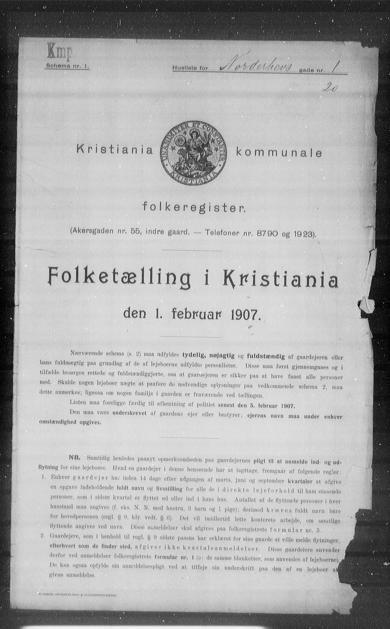 OBA, Kommunal folketelling 1.2.1907 for Kristiania kjøpstad, 1907, s. 37116