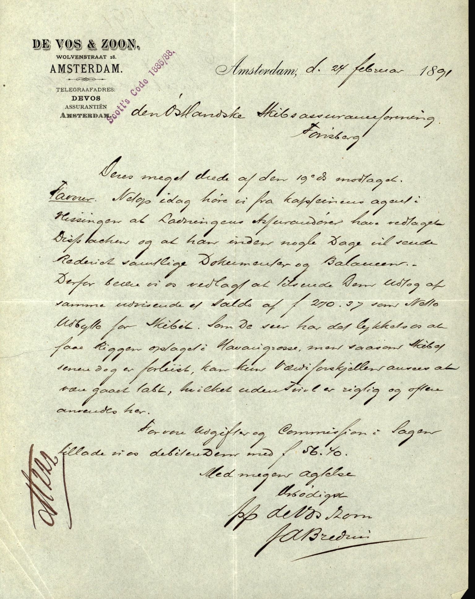 Pa 63 - Østlandske skibsassuranceforening, VEMU/A-1079/G/Ga/L0026/0005: Havaridokumenter / Kalliope, Kali, Maas, Favour, Lindesnæs, 1890, s. 49