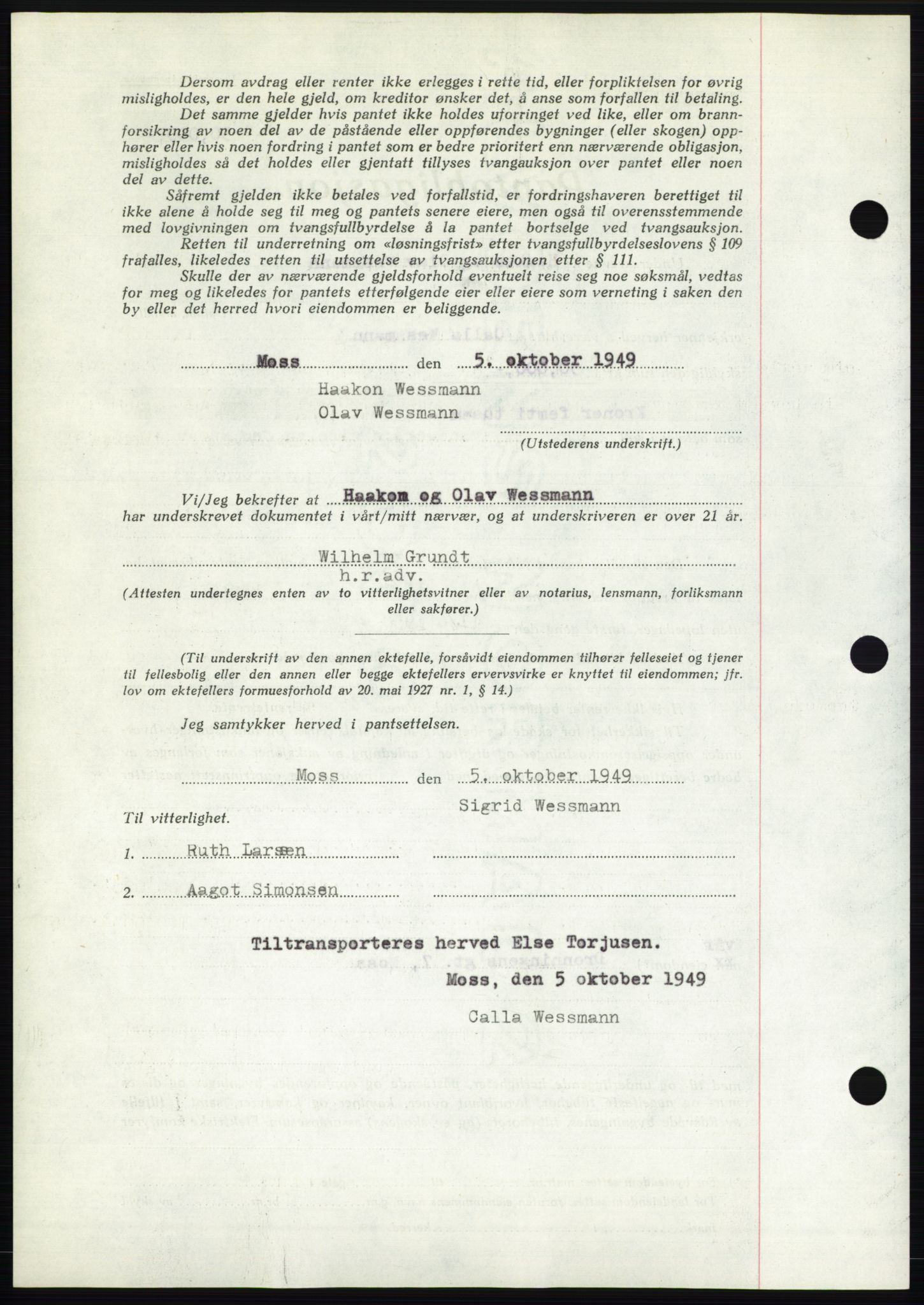 Moss sorenskriveri, SAO/A-10168: Pantebok nr. B23, 1949-1950, Dagboknr: 3289/1949