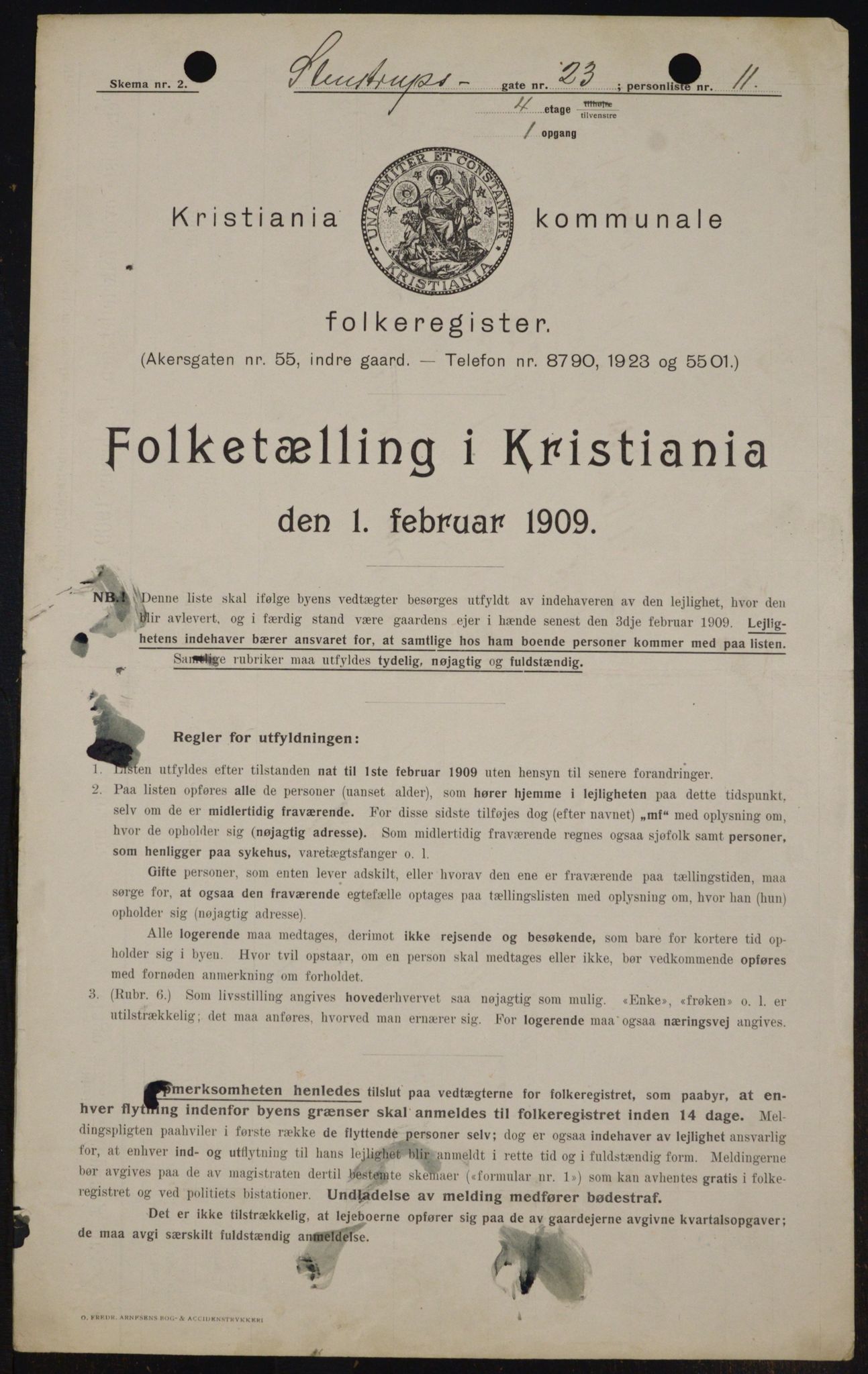 OBA, Kommunal folketelling 1.2.1909 for Kristiania kjøpstad, 1909, s. 91791