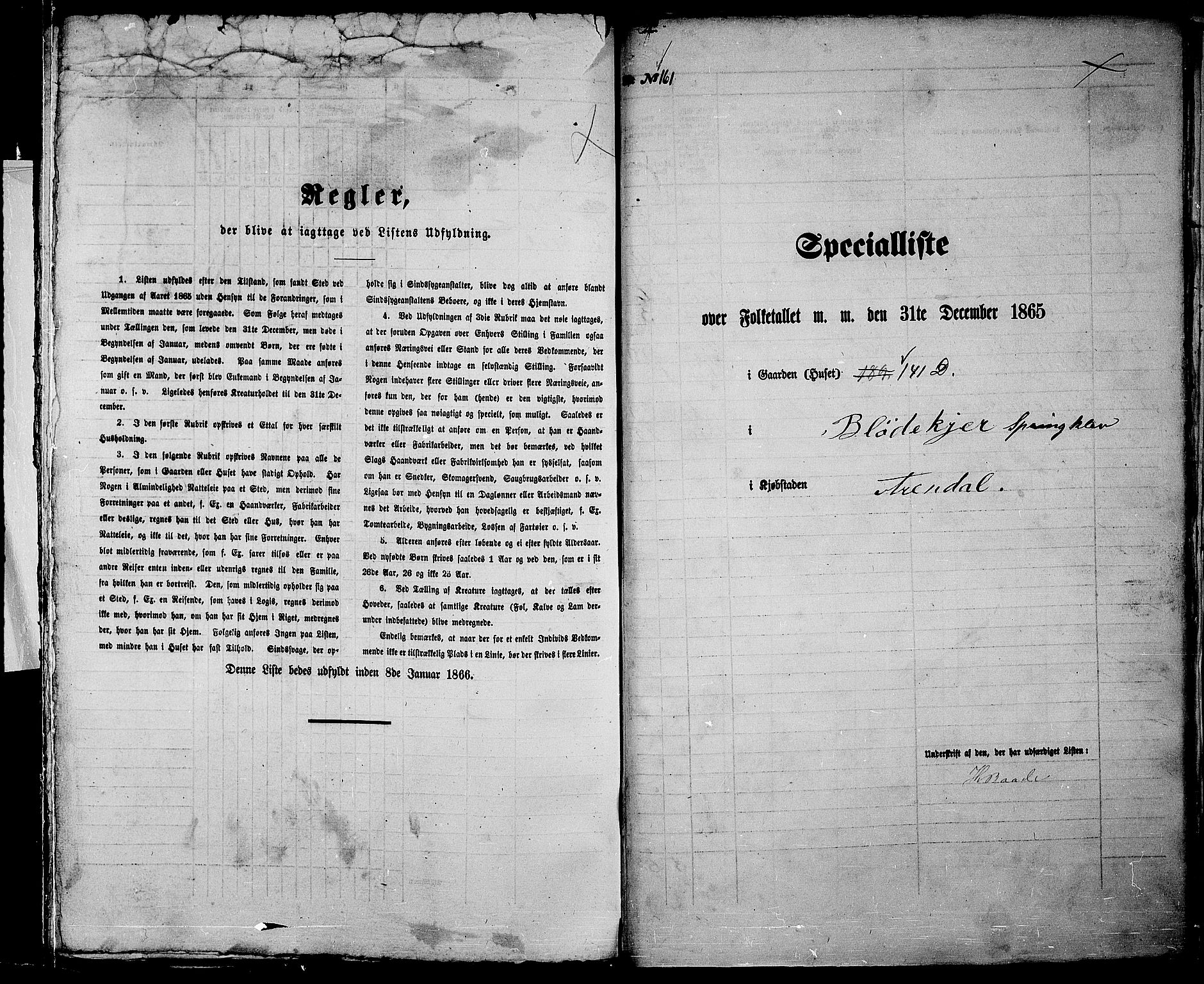 RA, Folketelling 1865 for 0903P Arendal prestegjeld, 1865, s. 327