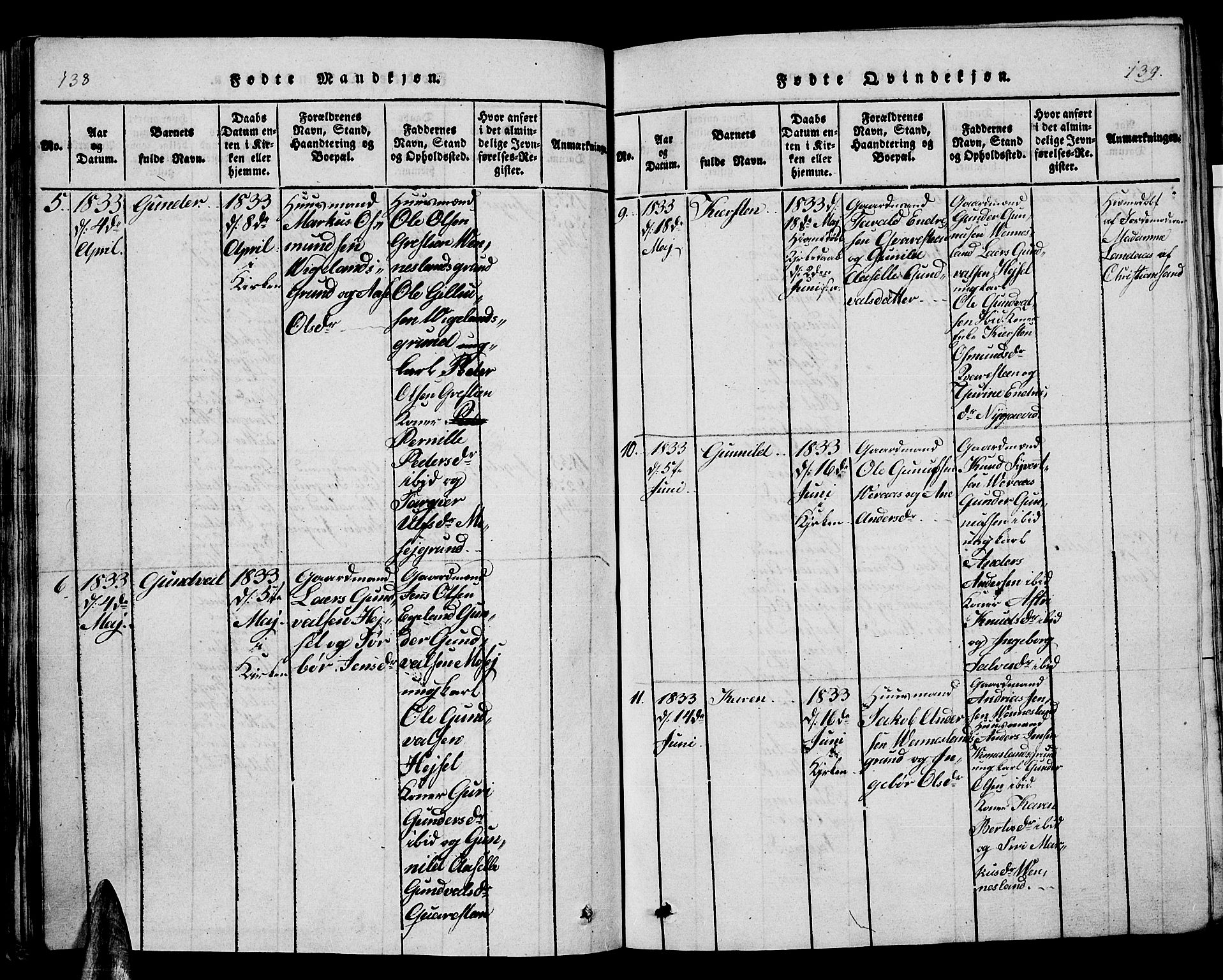 Vennesla sokneprestkontor, AV/SAK-1111-0045/Fb/Fbb/L0001: Klokkerbok nr. B 1, 1820-1834, s. 138-139