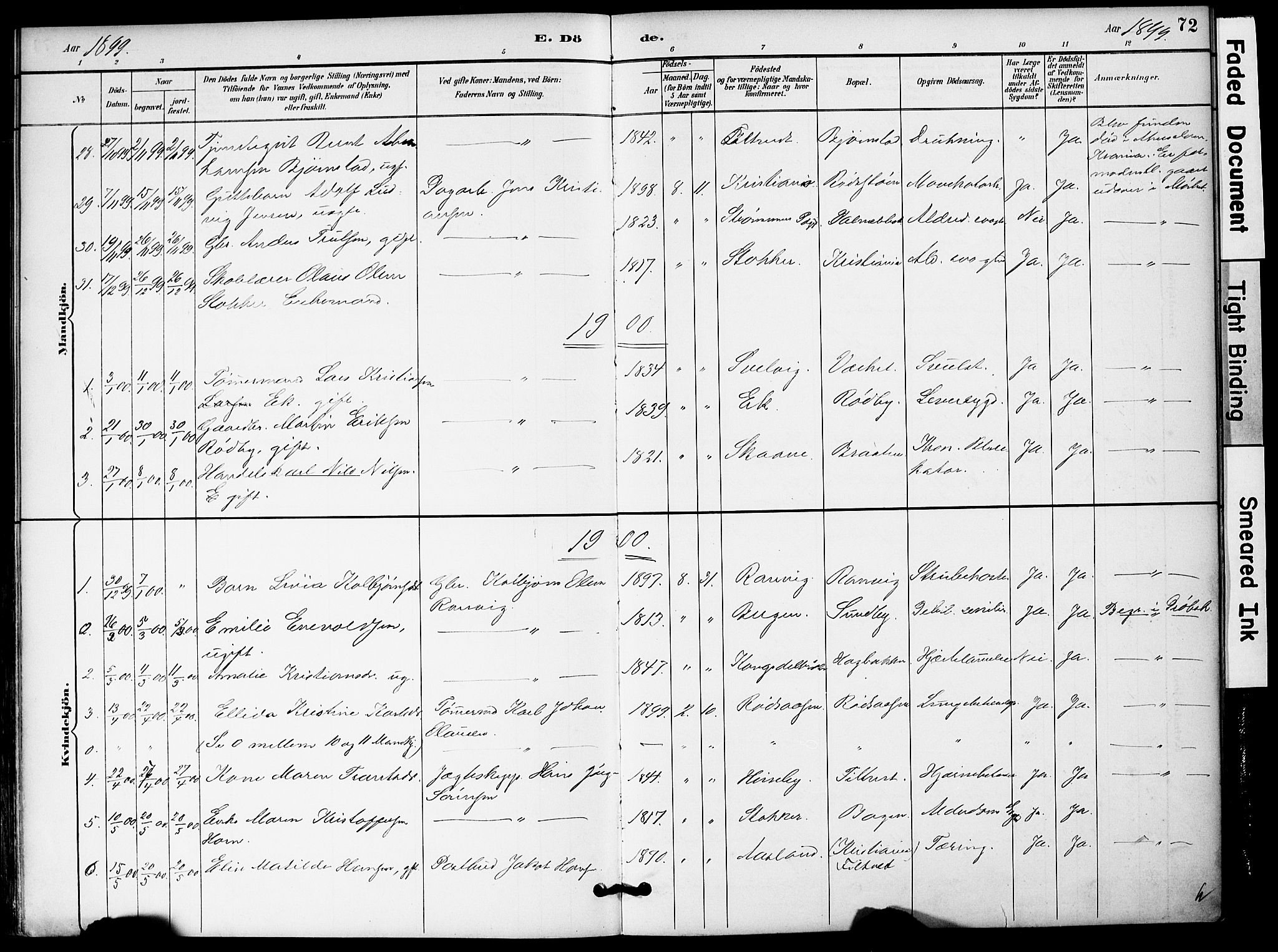 Hurum kirkebøker, AV/SAKO-A-229/G/Ga/L0003: Klokkerbok nr. I 3, 1893-1910, s. 72