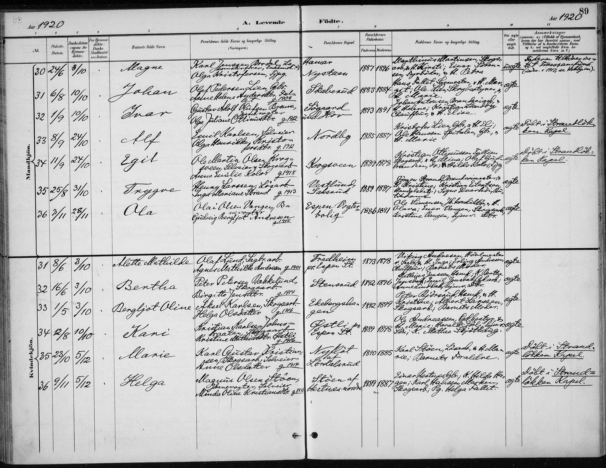 Stange prestekontor, AV/SAH-PREST-002/K/L0023: Ministerialbok nr. 23, 1897-1920, s. 89