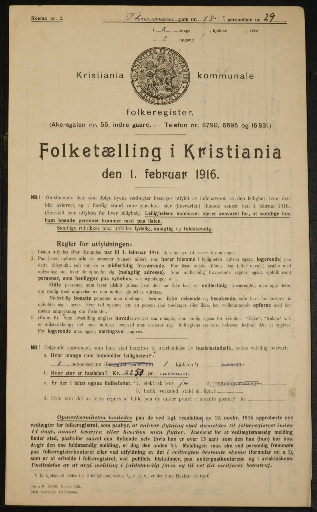 OBA, Kommunal folketelling 1.2.1916 for Kristiania, 1916, s. 114597