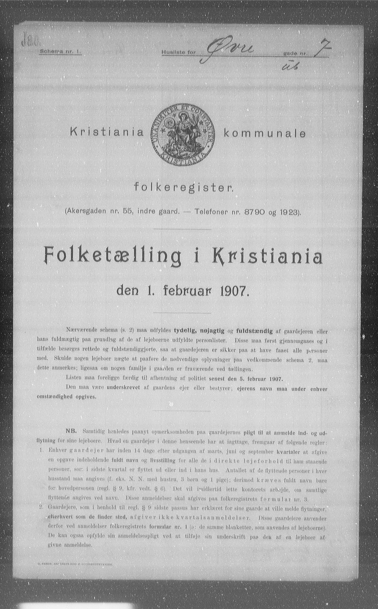 OBA, Kommunal folketelling 1.2.1907 for Kristiania kjøpstad, 1907, s. 65854