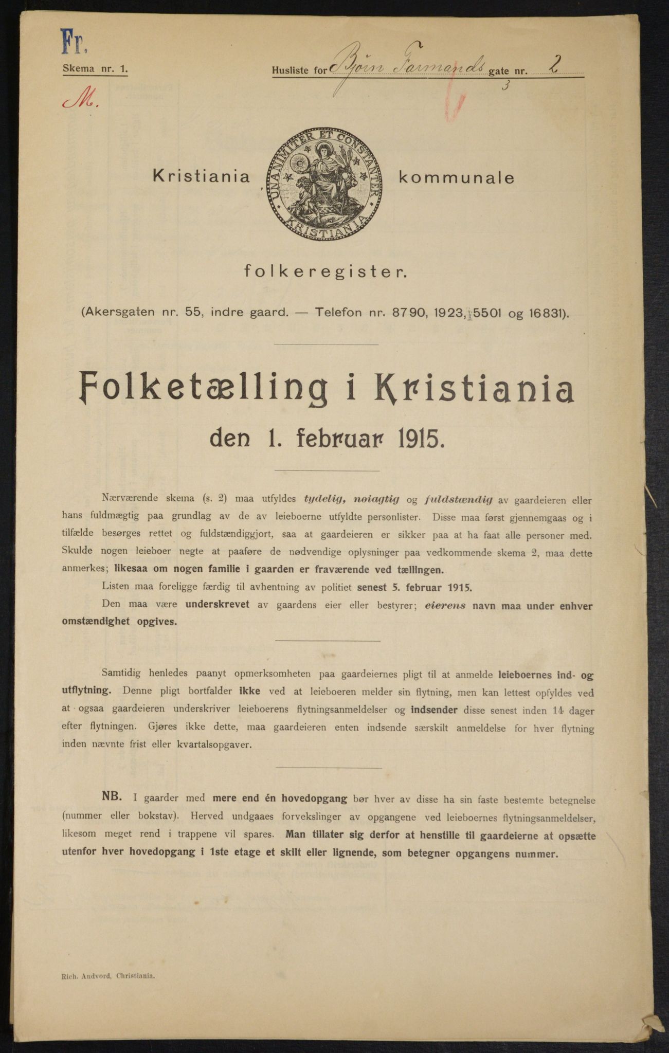 OBA, Kommunal folketelling 1.2.1915 for Kristiania, 1915, s. 6610