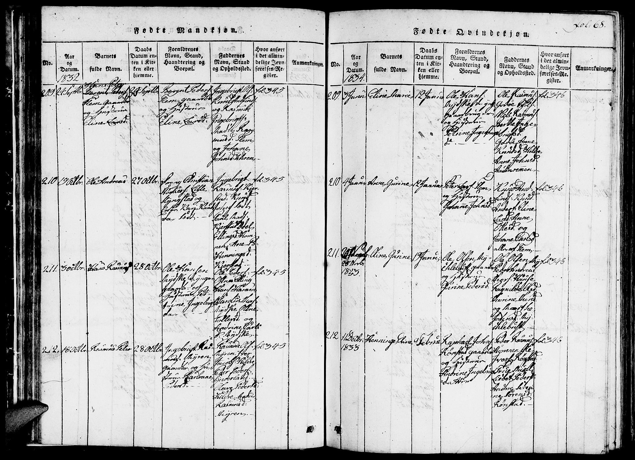 Ministerialprotokoller, klokkerbøker og fødselsregistre - Møre og Romsdal, AV/SAT-A-1454/536/L0506: Klokkerbok nr. 536C01, 1818-1859, s. 68