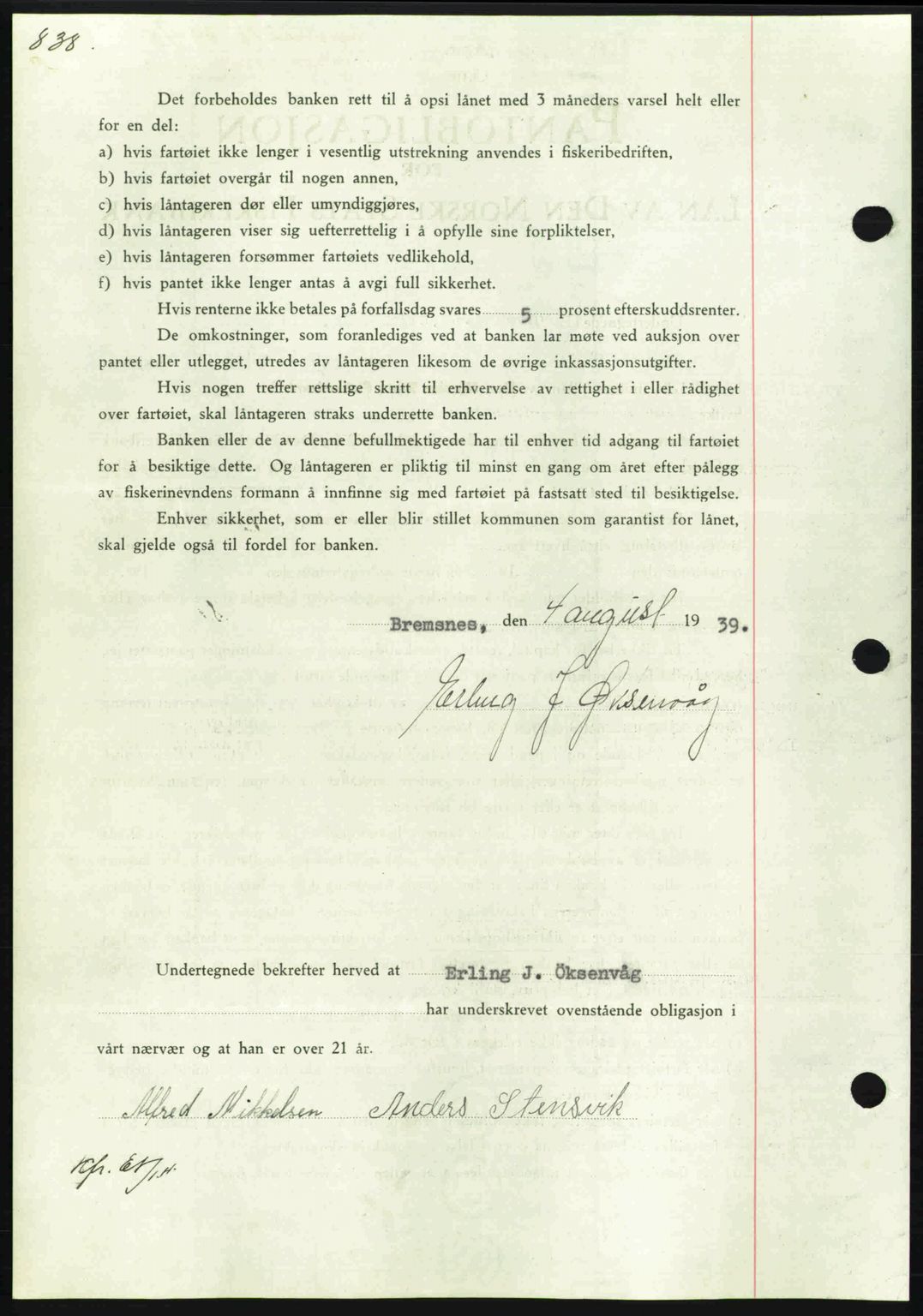 Nordmøre sorenskriveri, AV/SAT-A-4132/1/2/2Ca: Pantebok nr. B85, 1939-1939, Dagboknr: 2238/1939