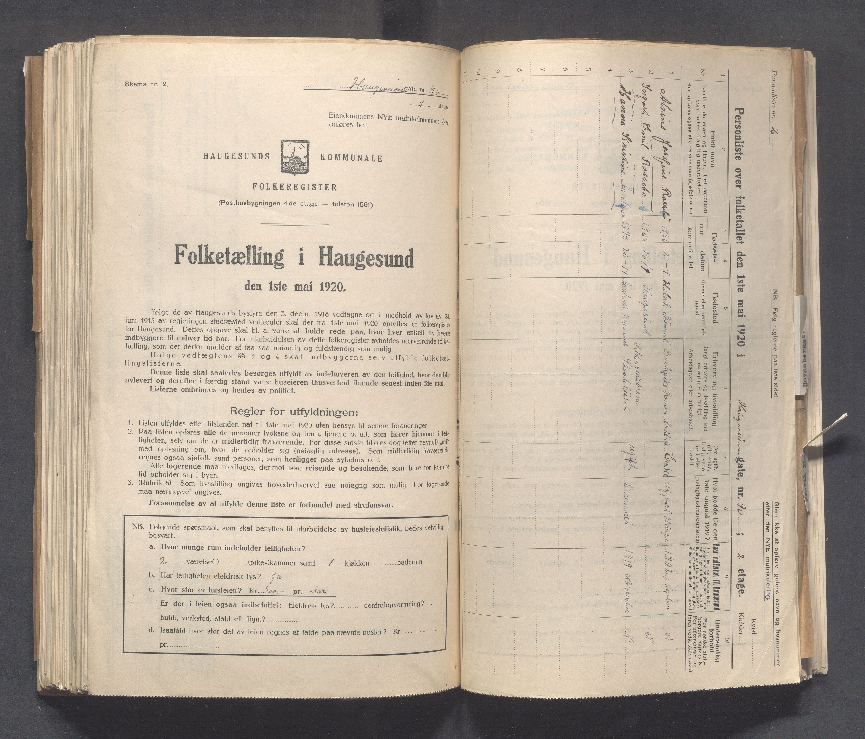 IKAR, Kommunal folketelling 1.5.1920 for Haugesund, 1920, s. 1381