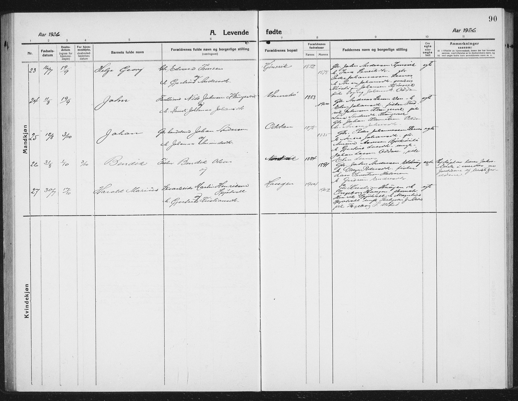 Ministerialprotokoller, klokkerbøker og fødselsregistre - Sør-Trøndelag, AV/SAT-A-1456/630/L0506: Klokkerbok nr. 630C04, 1914-1933, s. 90