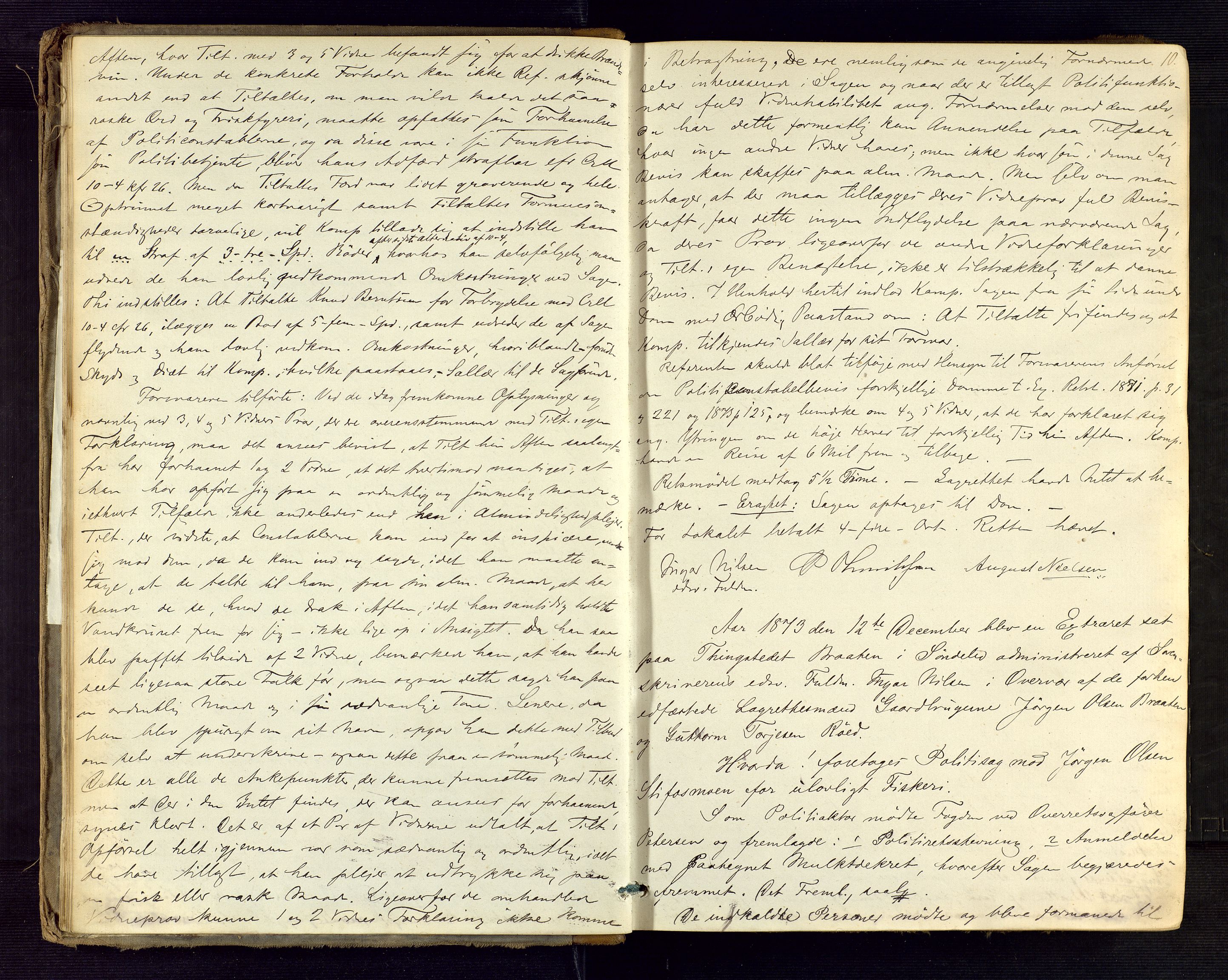 Holt sorenskriveri, AV/SAK-1221-0002/F/Fb/L0003: Ekstraretts- og forhørsrettsprotokoll nr 3, 1873-1876, s. 10