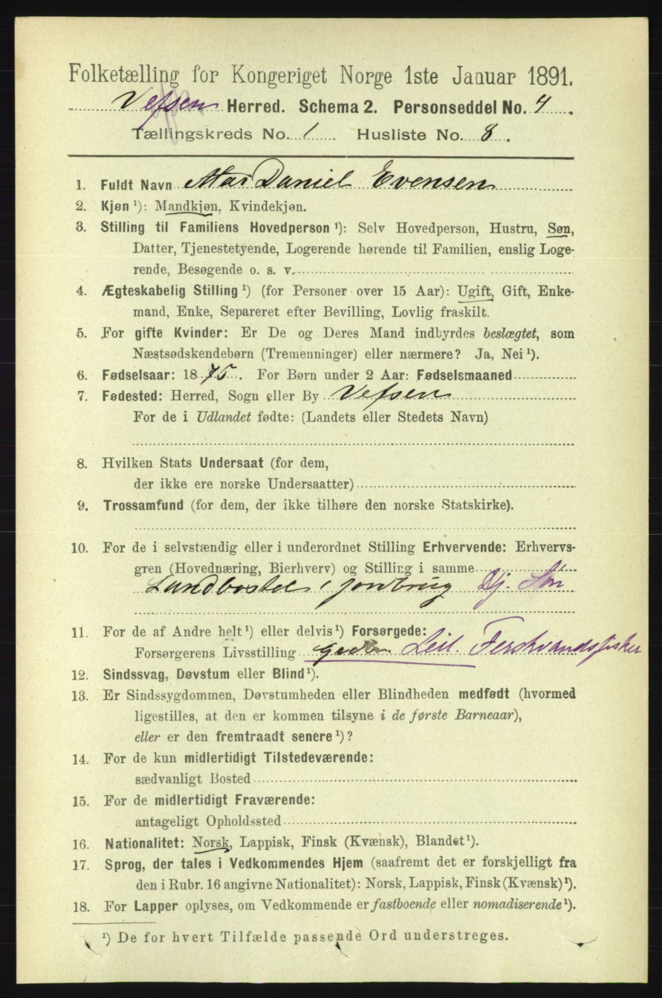RA, Folketelling 1891 for 1824 Vefsn herred, 1891, s. 139