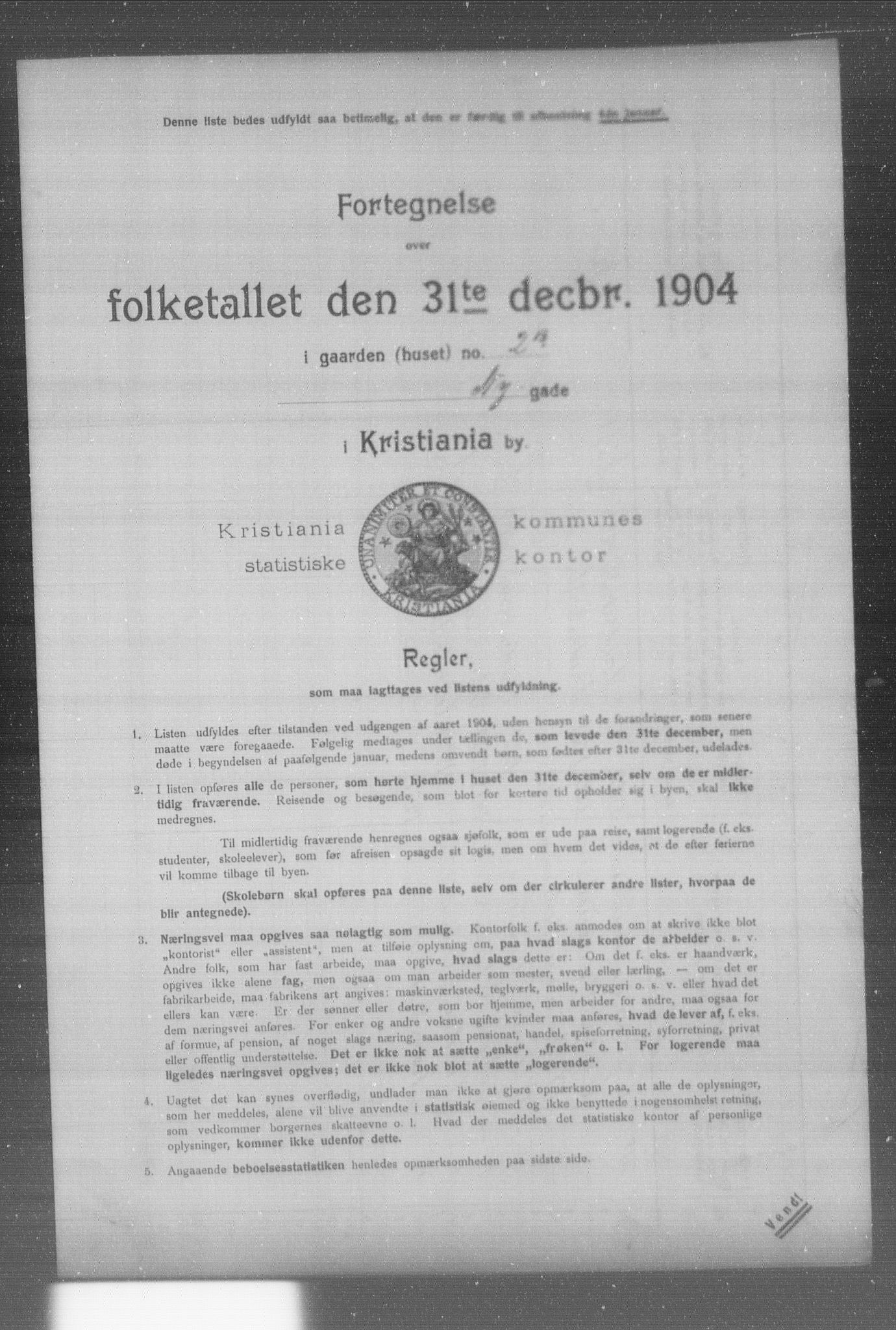 OBA, Kommunal folketelling 31.12.1904 for Kristiania kjøpstad, 1904, s. 14192