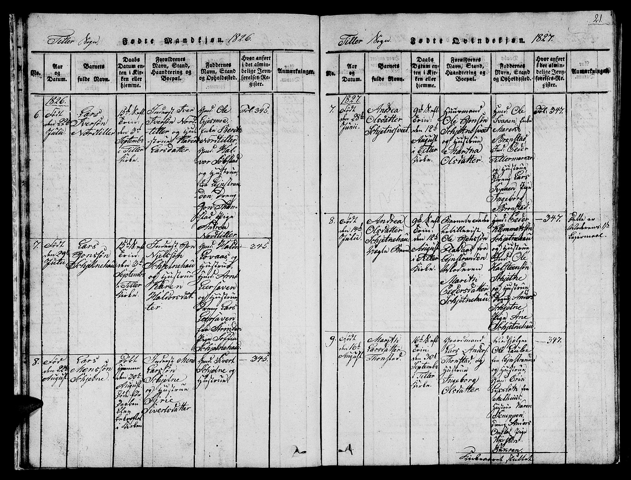 Ministerialprotokoller, klokkerbøker og fødselsregistre - Sør-Trøndelag, AV/SAT-A-1456/621/L0458: Klokkerbok nr. 621C01, 1816-1865, s. 21