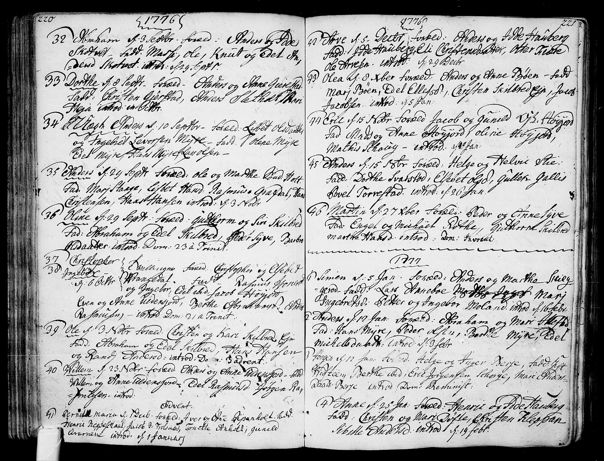 Andebu kirkebøker, AV/SAKO-A-336/F/Fa/L0002: Ministerialbok nr. I 2, 1733-1802, s. 220-221