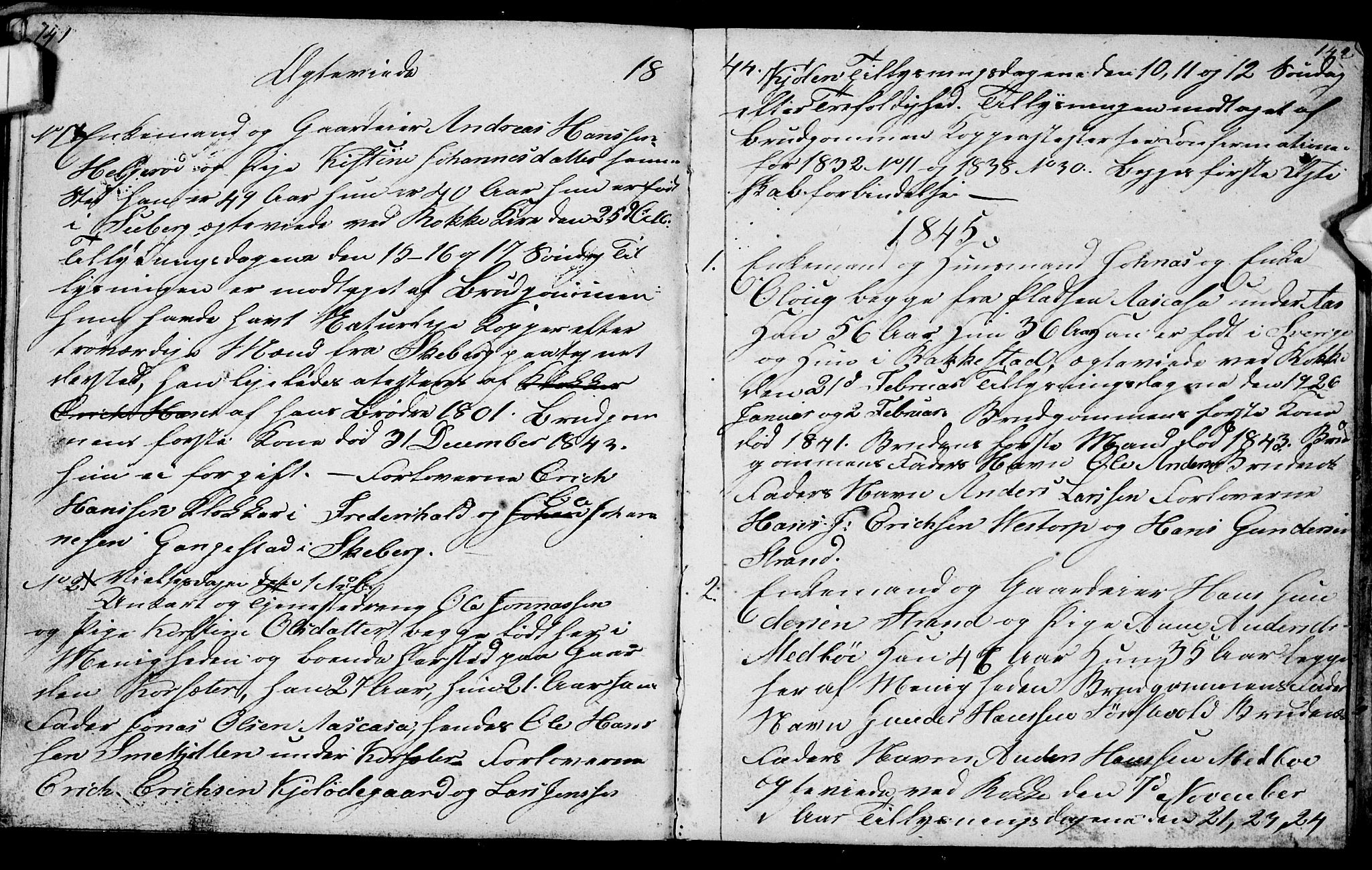 Berg prestekontor Kirkebøker, AV/SAO-A-10902/G/Gc/L0001: Klokkerbok nr. III 1, 1844-1855, s. 141-142