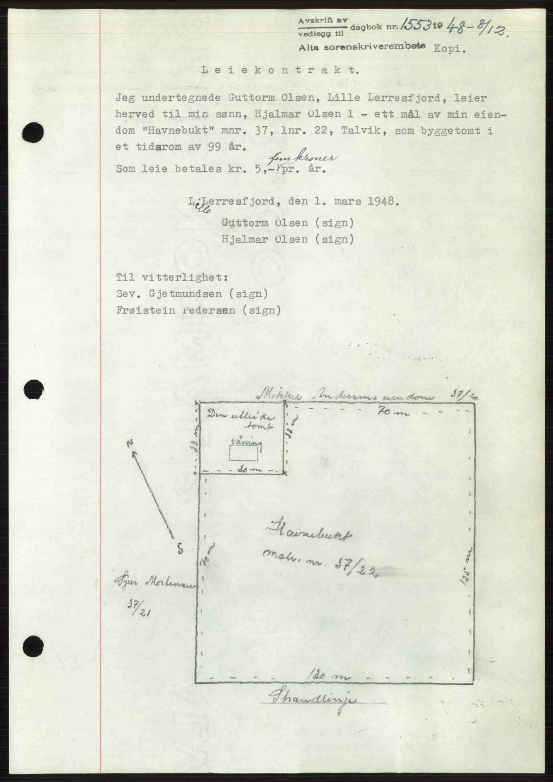 Alta fogderi/sorenskriveri, AV/SATØ-SATØ-5/1/K/Kd/L0037pantebok: Pantebok nr. 39-40, 1948-1949, Dagboknr: 1553/1948