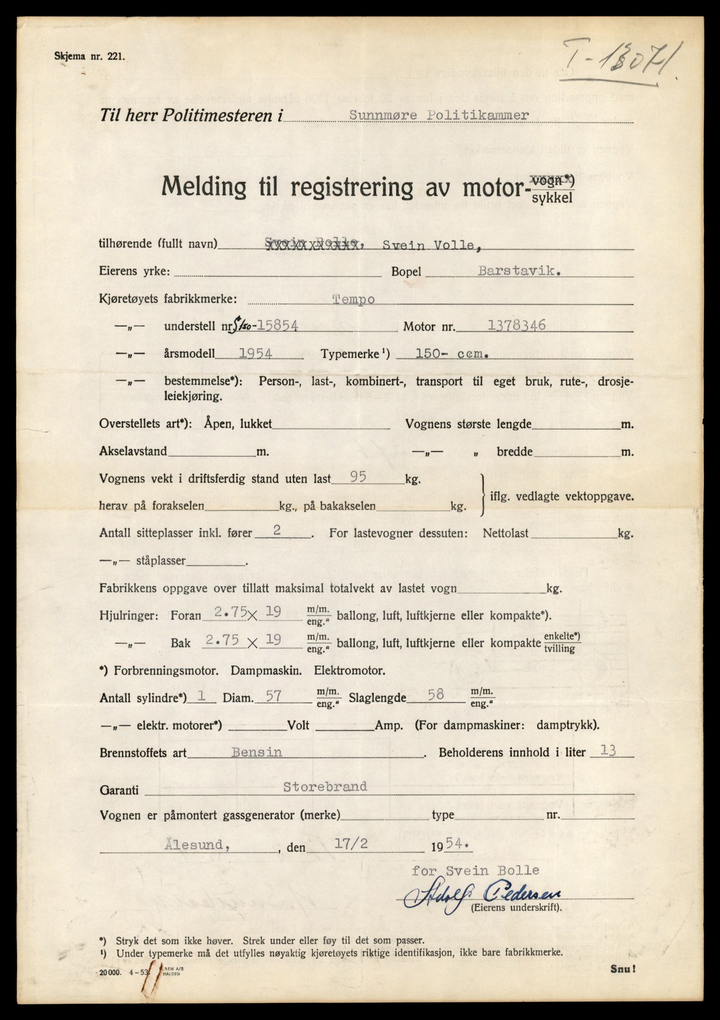 Møre og Romsdal vegkontor - Ålesund trafikkstasjon, AV/SAT-A-4099/F/Fe/L0037: Registreringskort for kjøretøy T 13031 - T 13179, 1927-1998, s. 801