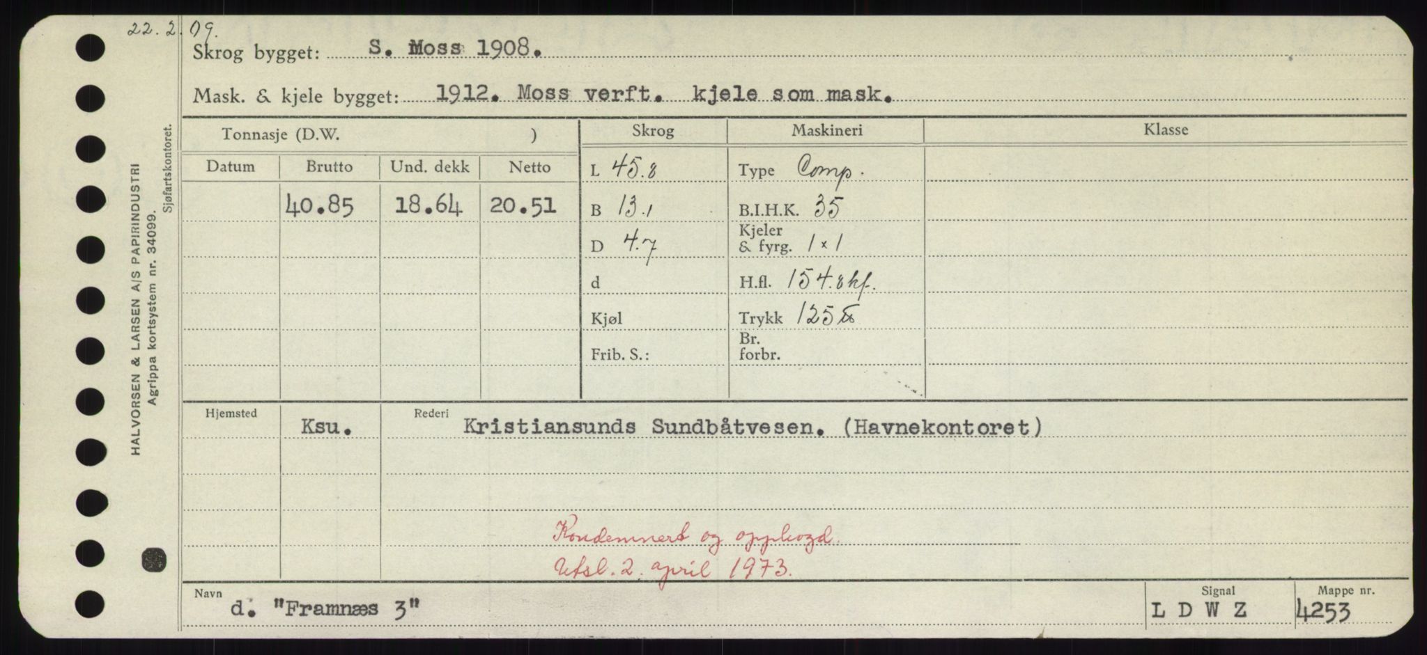 Sjøfartsdirektoratet med forløpere, Skipsmålingen, RA/S-1627/H/Hd/L0011: Fartøy, Fla-Får, s. 291