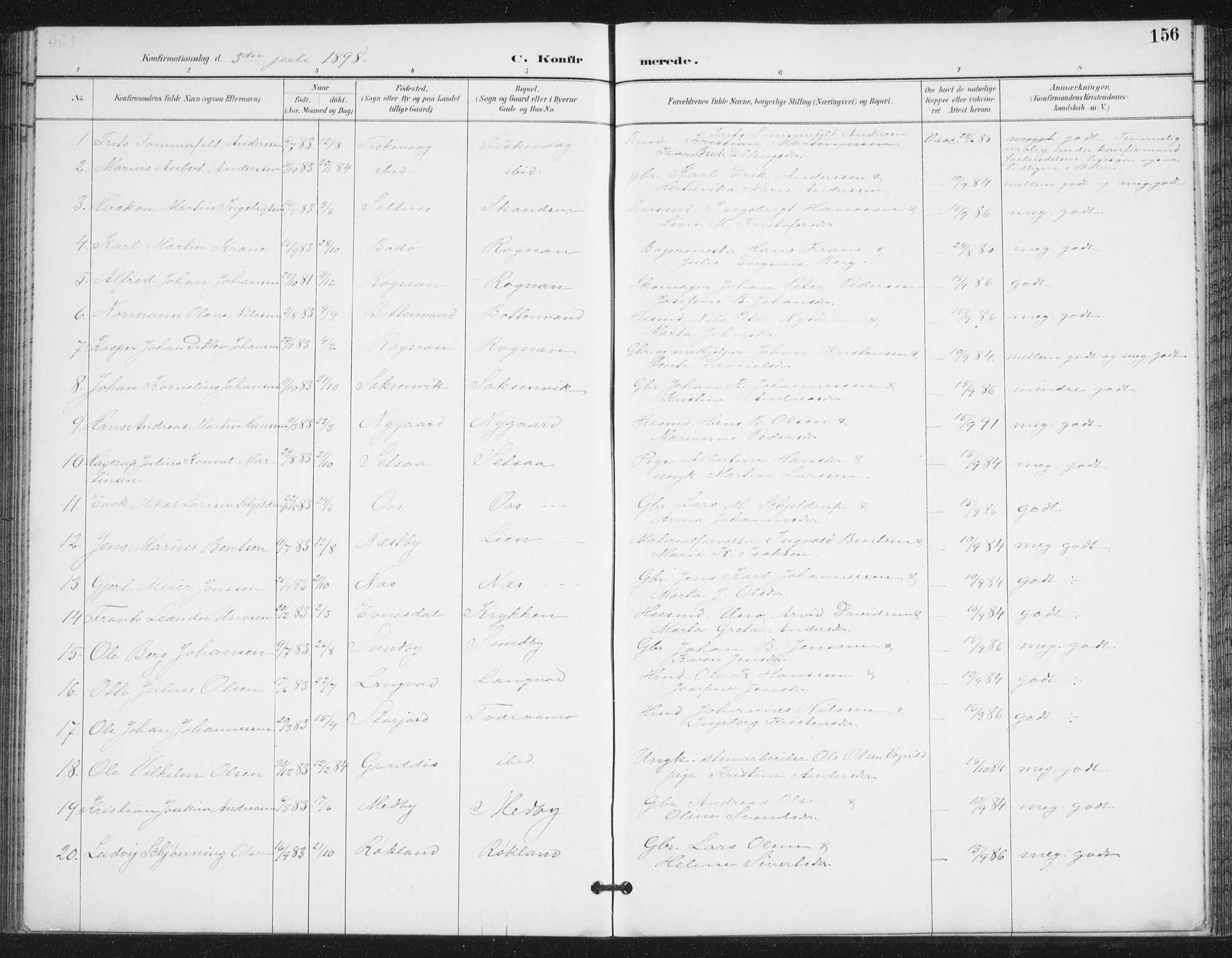 Ministerialprotokoller, klokkerbøker og fødselsregistre - Nordland, SAT/A-1459/847/L0682: Klokkerbok nr. 847C10, 1889-1907, s. 156