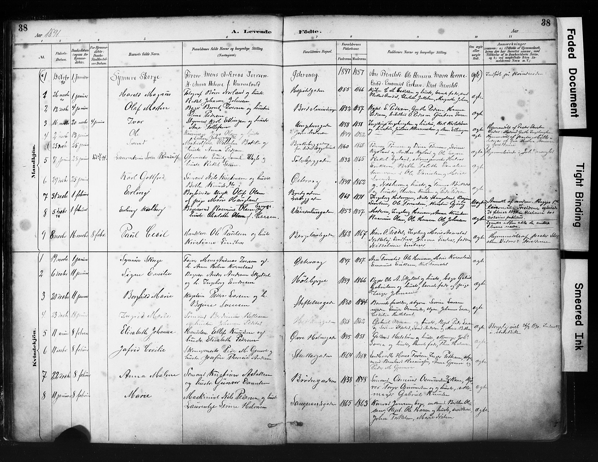 St. Petri sokneprestkontor, AV/SAST-A-101813/001/30/30BA/L0019: Ministerialbok nr. A 20, 1888-1901, s. 38