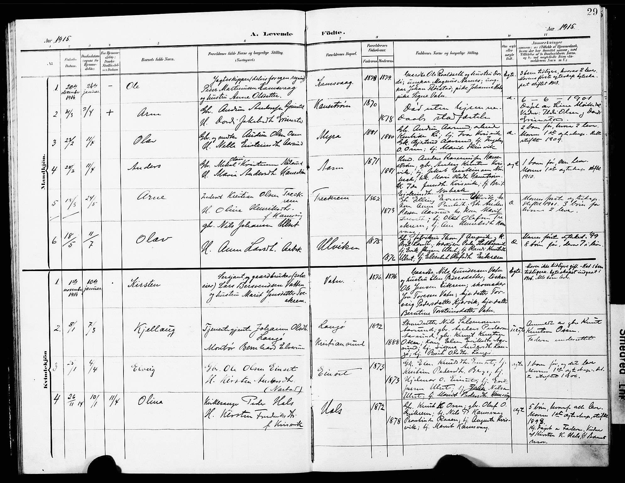 Ministerialprotokoller, klokkerbøker og fødselsregistre - Møre og Romsdal, AV/SAT-A-1454/587/L1001: Klokkerbok nr. 587C01, 1906-1927, s. 29