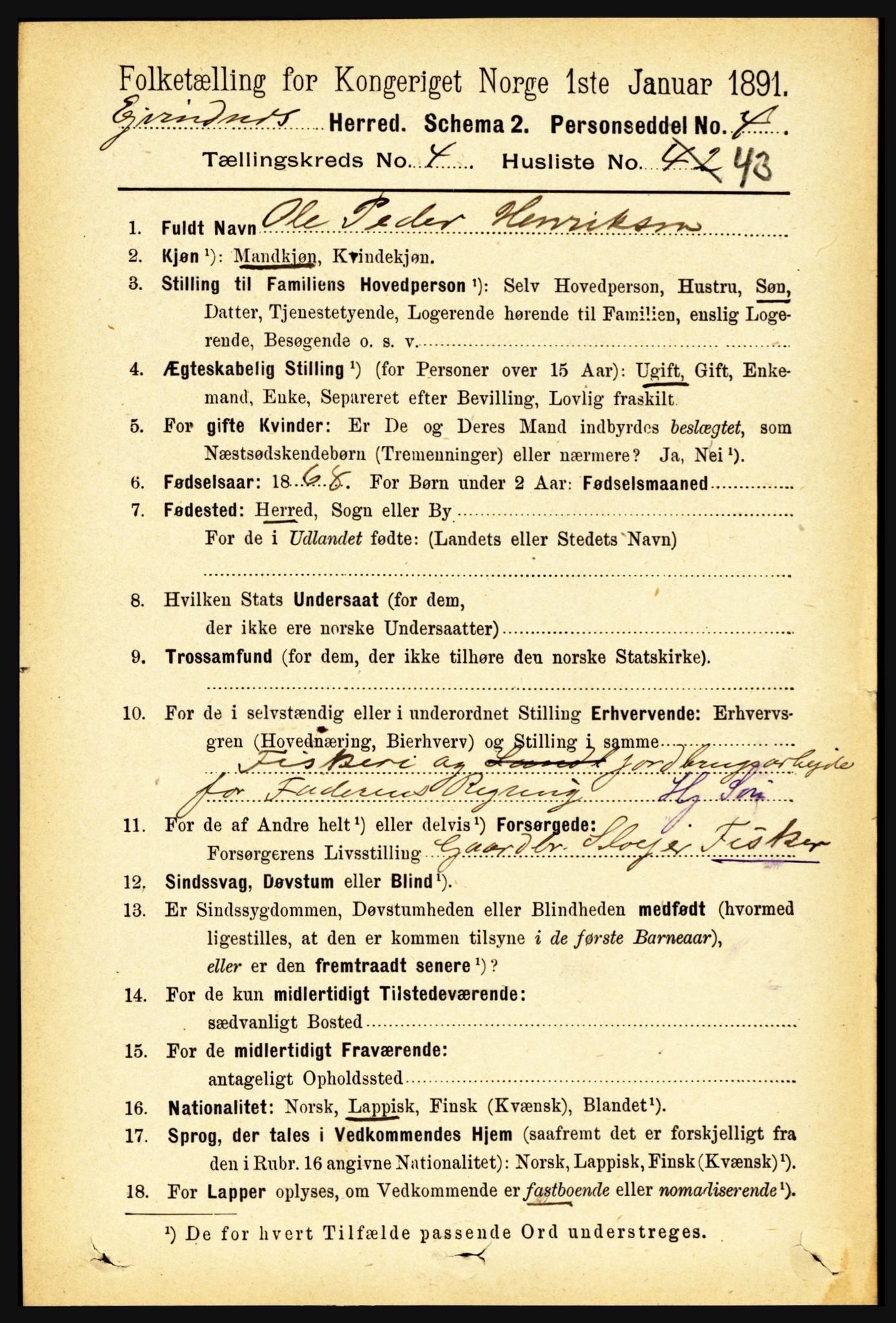 RA, Folketelling 1891 for 1853 Evenes herred, 1891, s. 1545