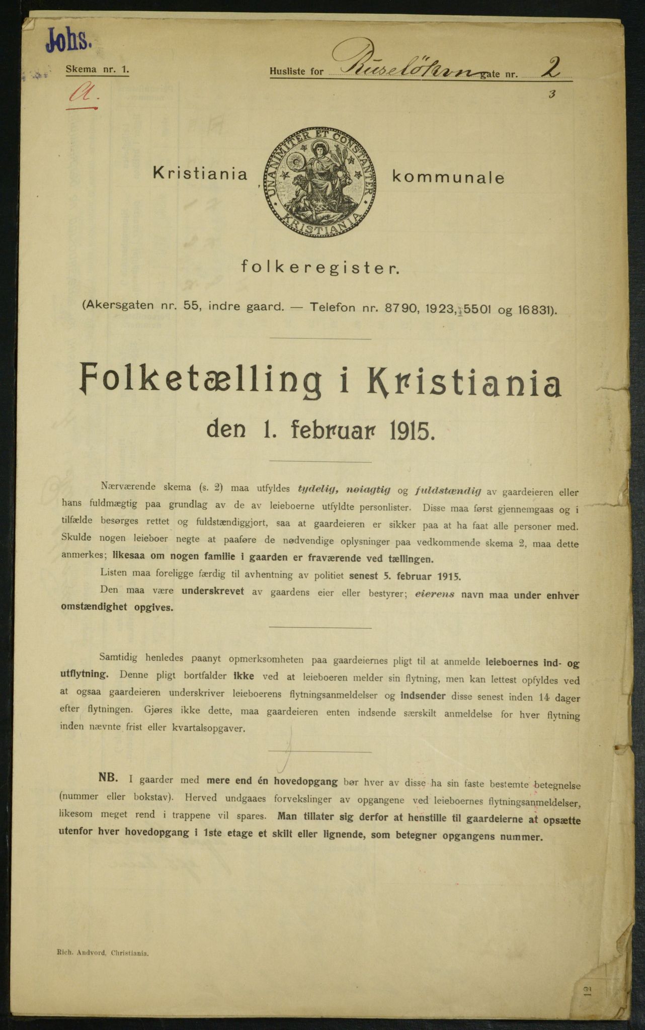 OBA, Kommunal folketelling 1.2.1915 for Kristiania, 1915, s. 84321