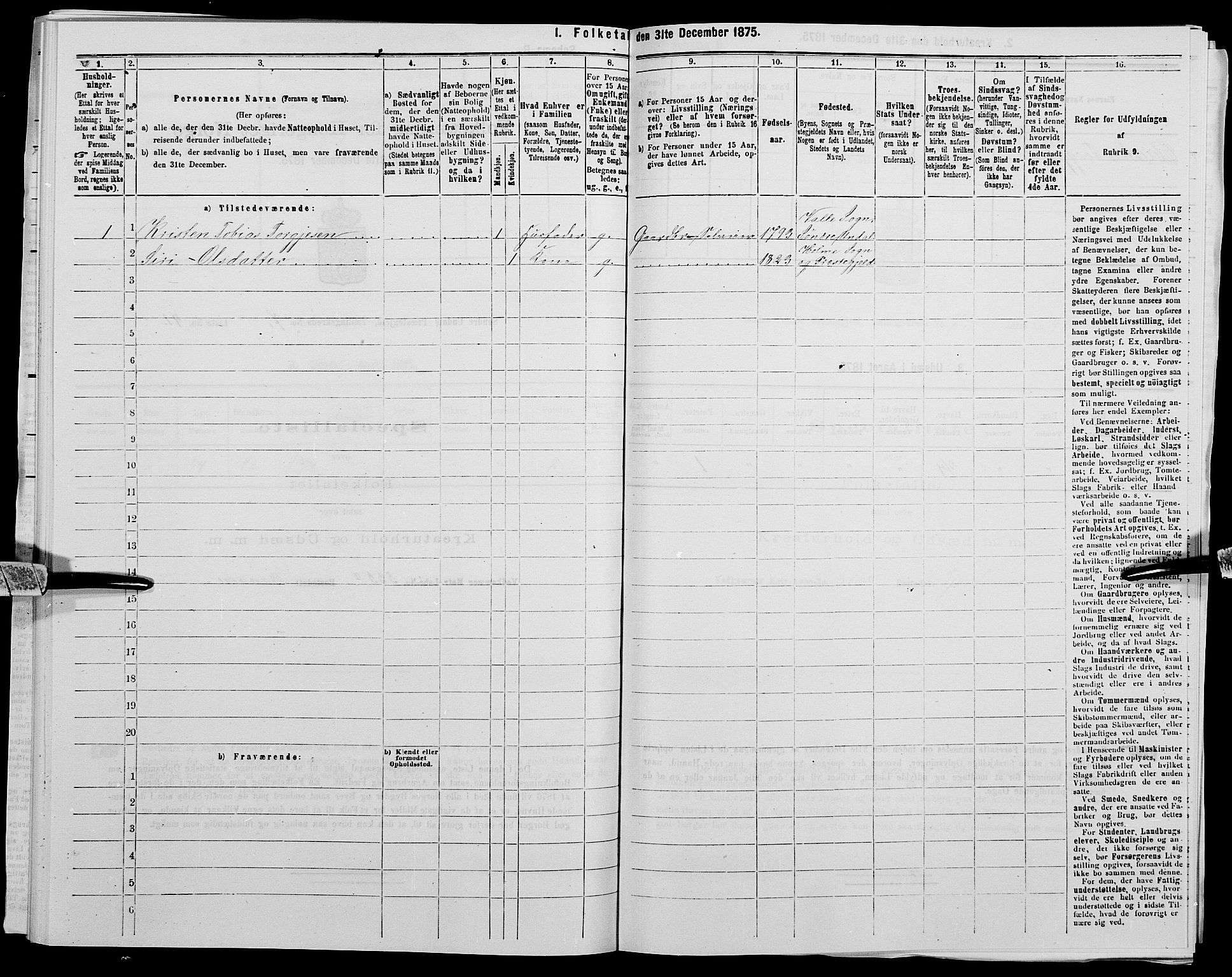 SAK, Folketelling 1875 for 1029P Sør-Audnedal prestegjeld, 1875, s. 1028