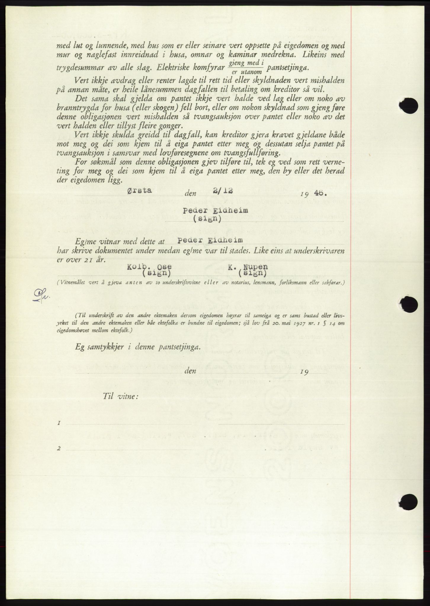 Søre Sunnmøre sorenskriveri, AV/SAT-A-4122/1/2/2C/L0114: Pantebok nr. 1-2B, 1943-1947, Dagboknr: 1661/1946