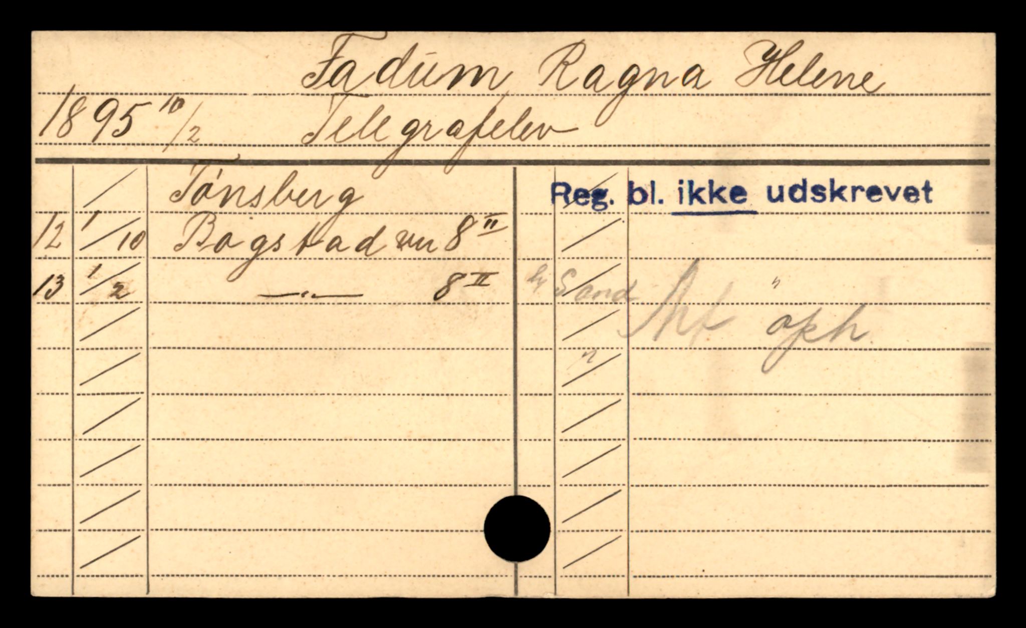 Oslo folkeregister, Registerkort, AV/SAO-A-11715/D/Df/L0002: Kvinner: Fadum Ragna - Haaland Thordis, 1906-1918