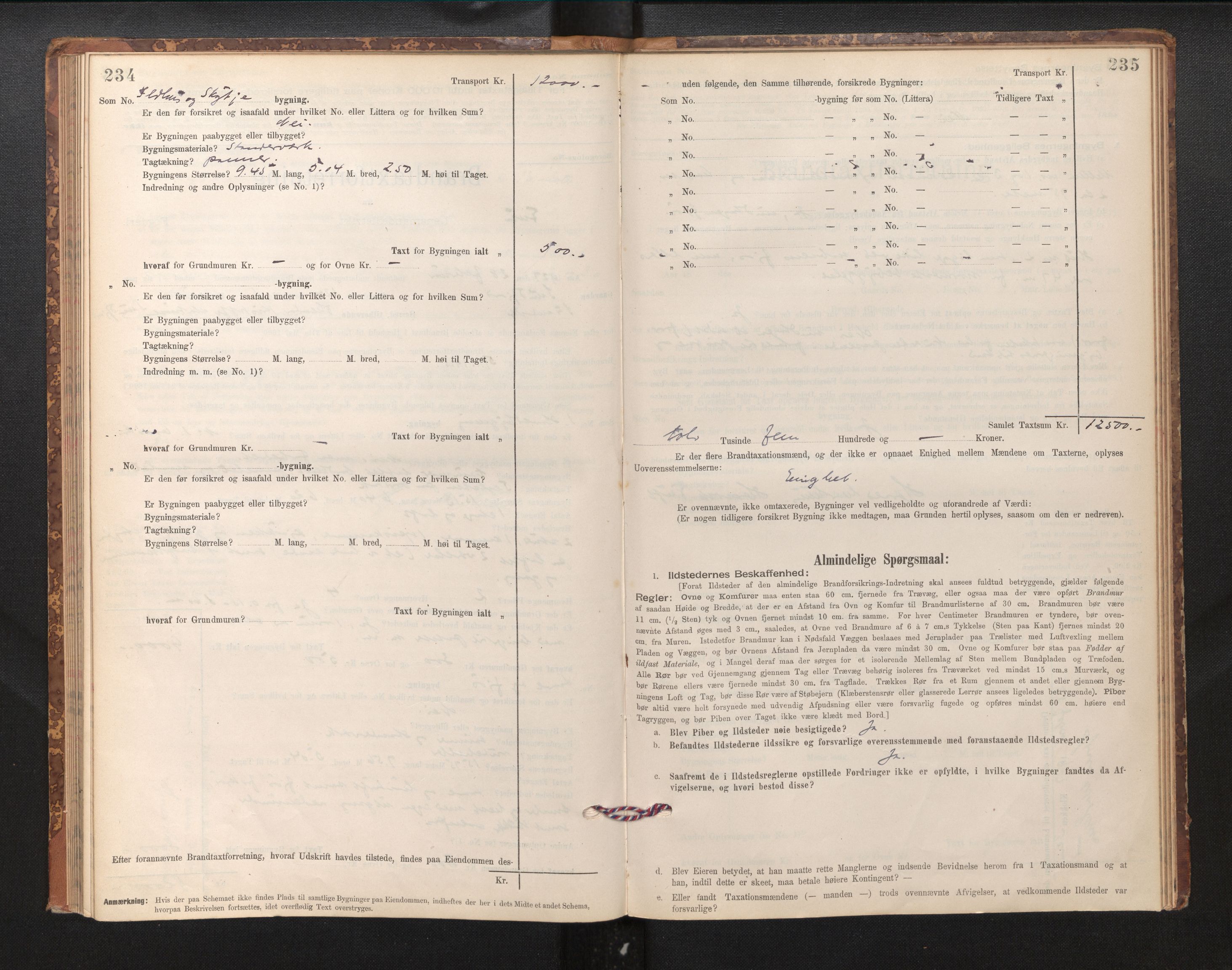 Lensmannen i Fusa, SAB/A-32401/1/0012/L0003: Branntakstprotokoll, skjematakst, 1895-1950, s. 234-235
