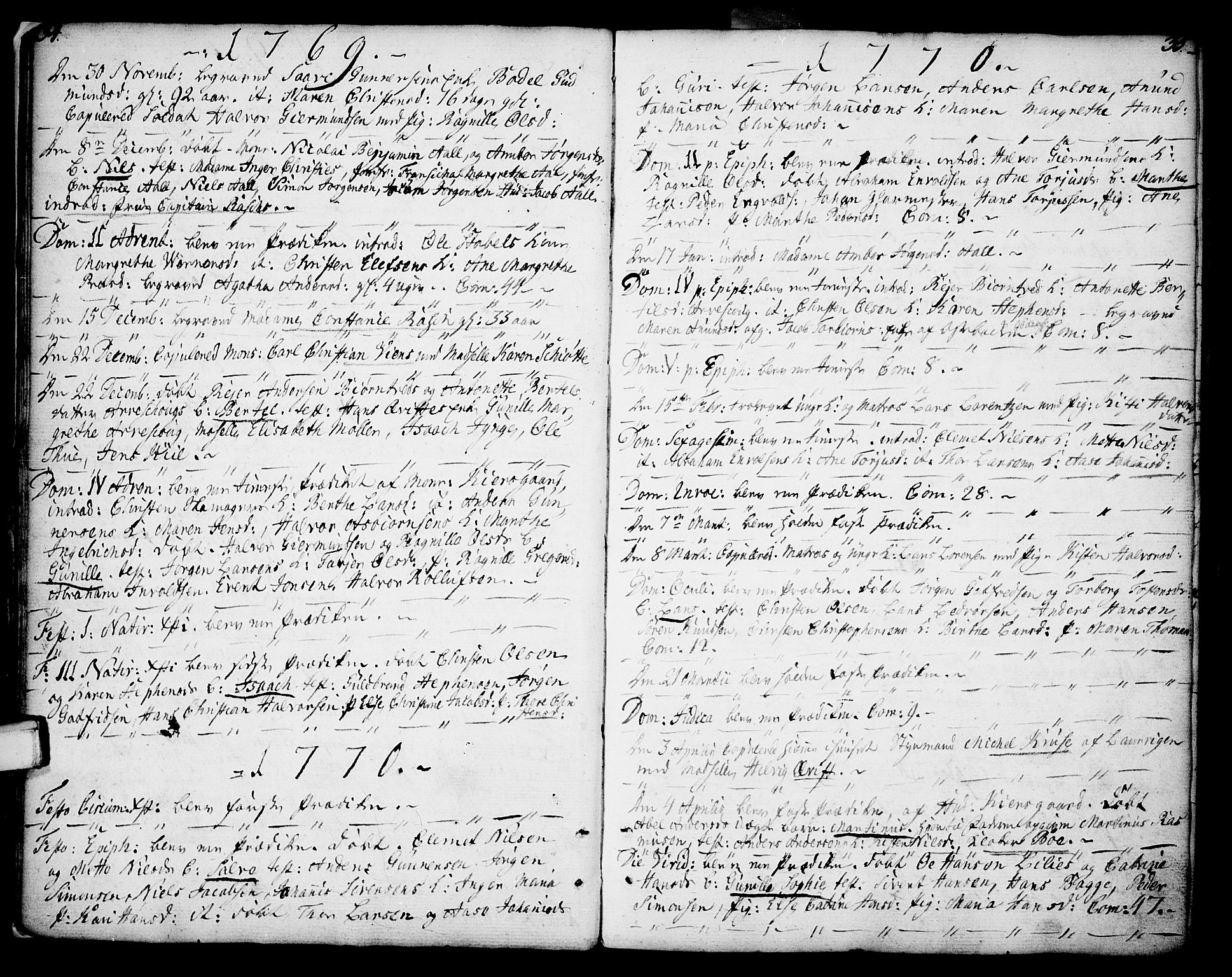 Porsgrunn kirkebøker , AV/SAKO-A-104/F/Fa/L0002: Ministerialbok nr. 2, 1764-1814, s. 34-35
