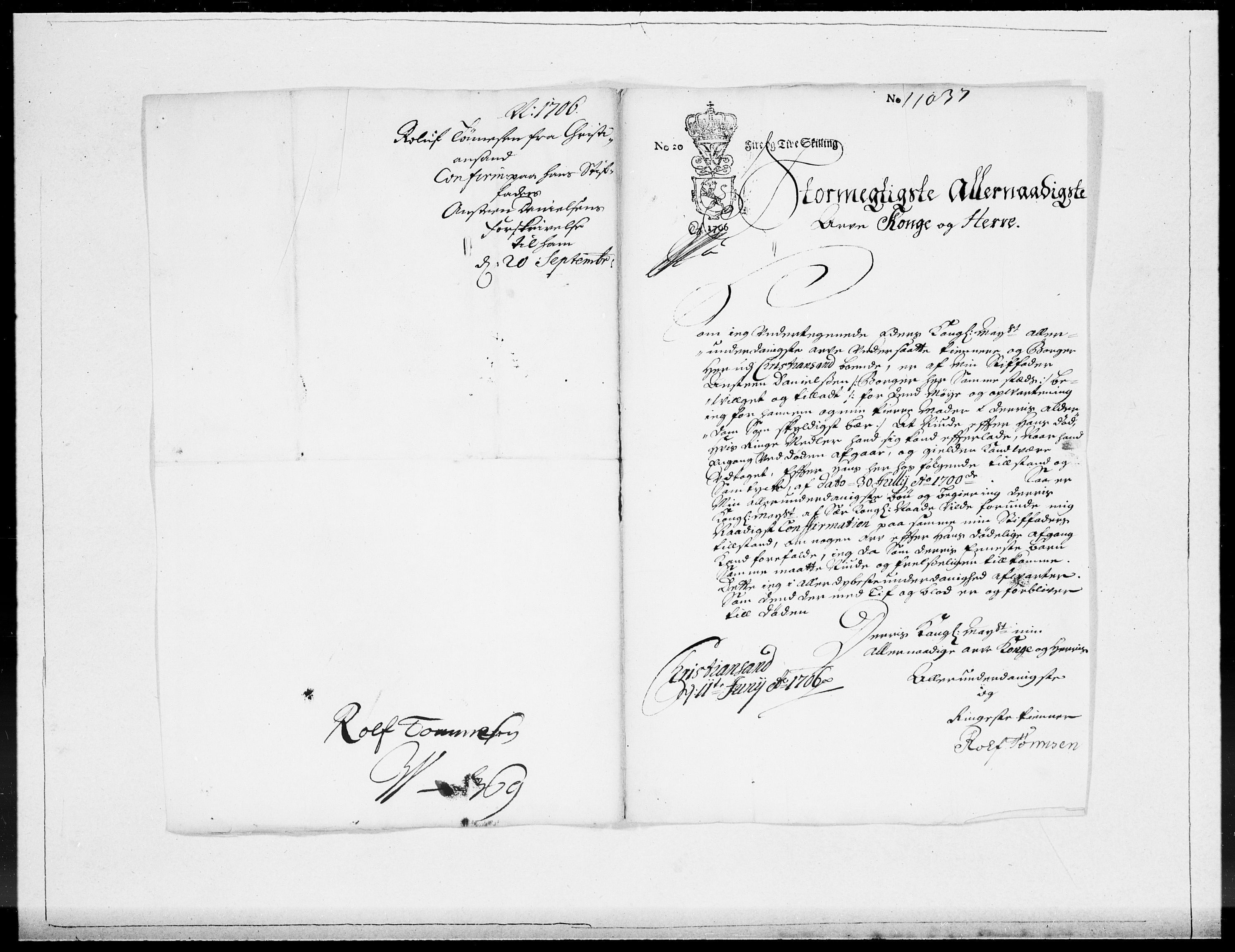 Danske Kanselli 1572-1799, AV/RA-EA-3023/F/Fc/Fcc/Fcca/L0060: Norske innlegg 1572-1799, Mgl. nov.-des., 1706, s. 554