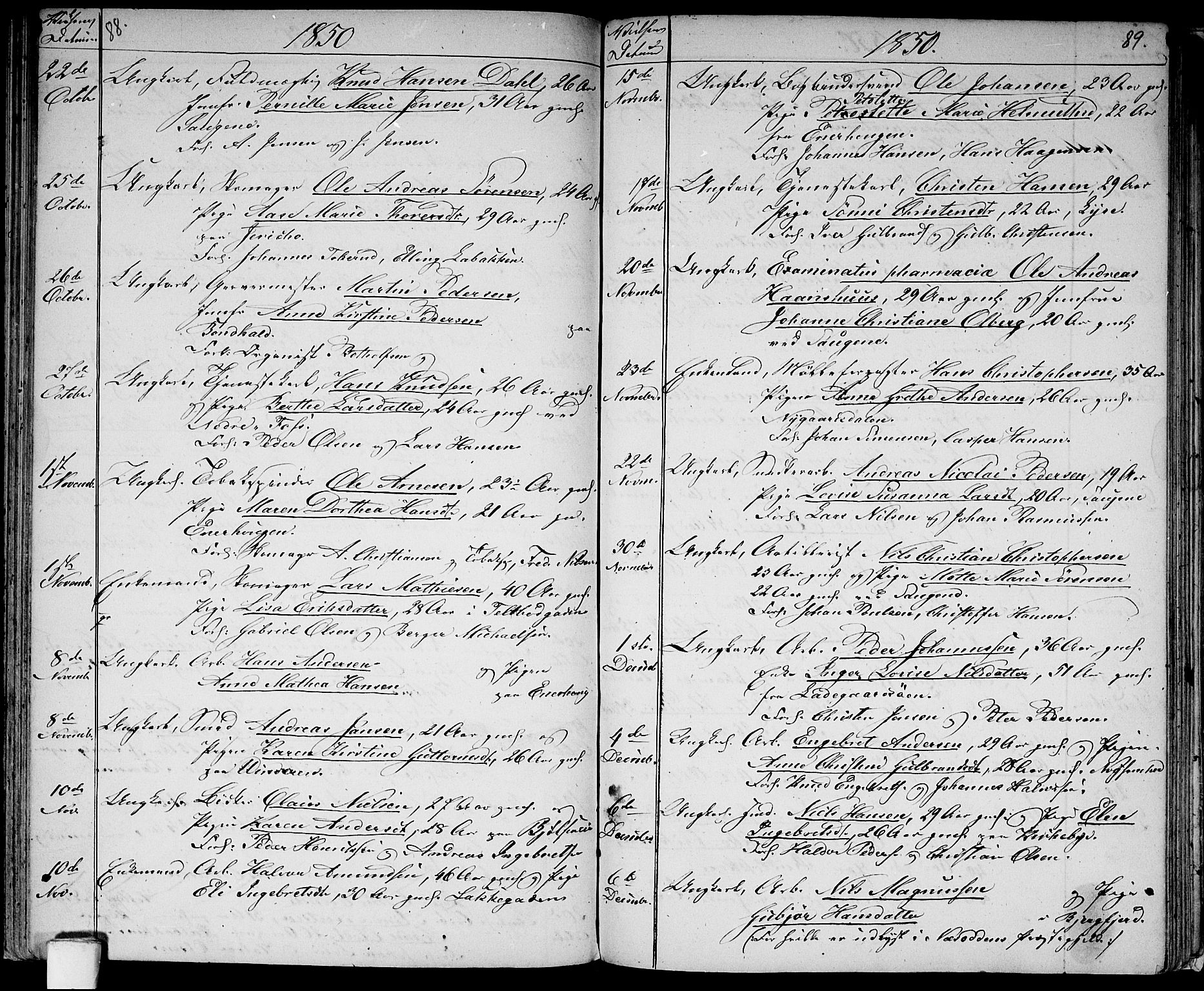Aker prestekontor kirkebøker, SAO/A-10861/G/L0011: Klokkerbok nr. 11, 1846-1859, s. 88-89