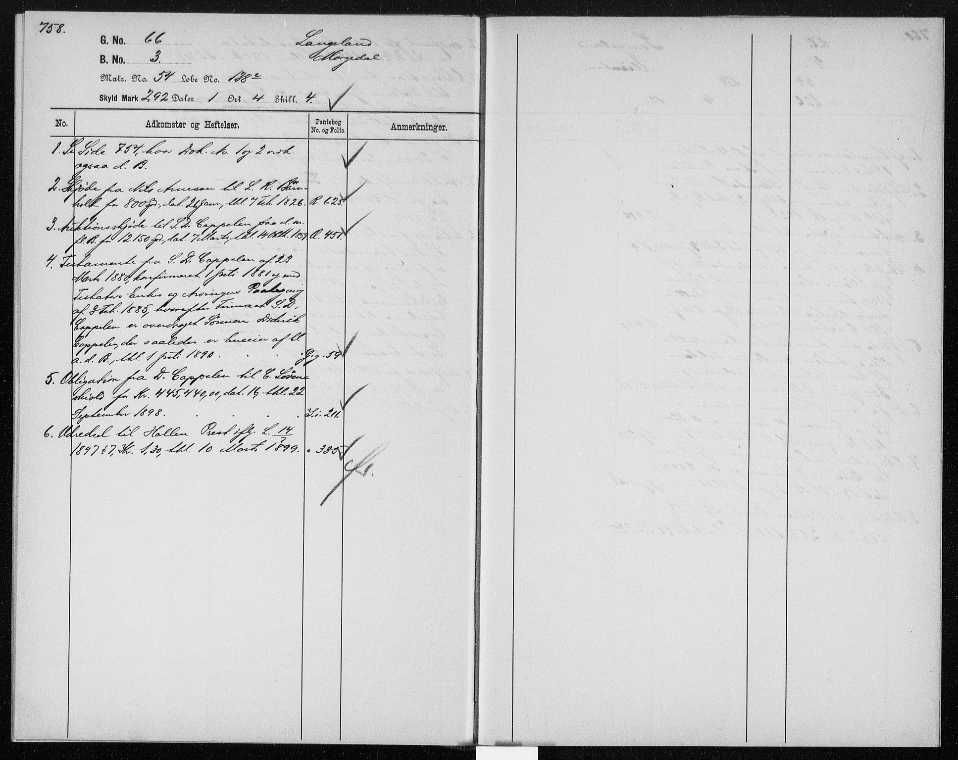 Gjerpen sorenskriveri, AV/SAKO-A-216/G/Gb/Gbb/L0004: Panteregister nr. II 4, s. 758-759