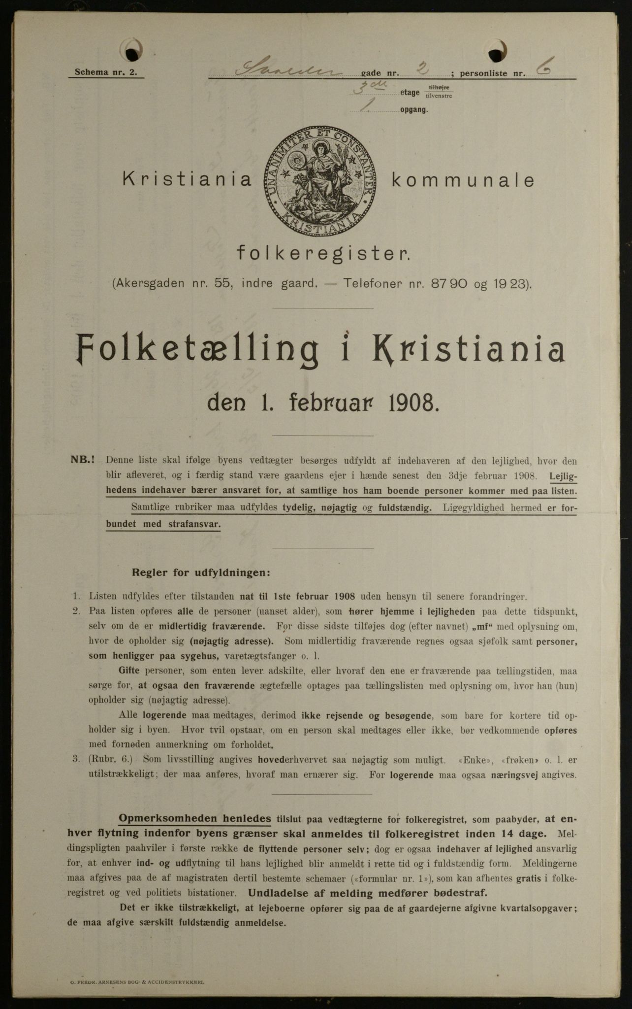 OBA, Kommunal folketelling 1.2.1908 for Kristiania kjøpstad, 1908, s. 95478