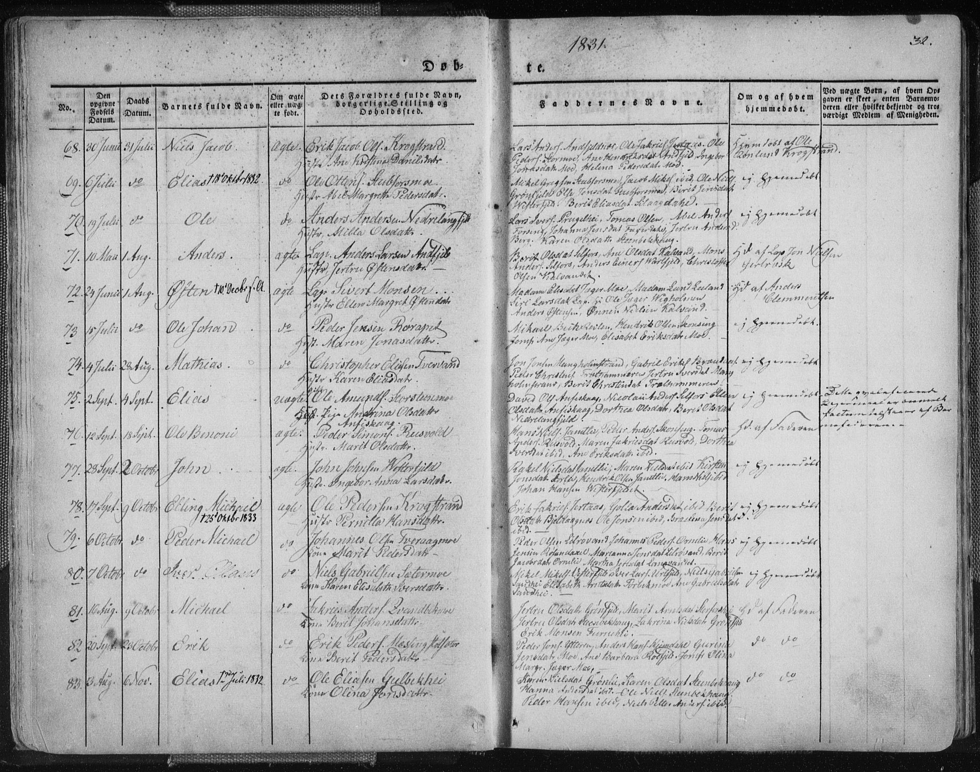 Ministerialprotokoller, klokkerbøker og fødselsregistre - Nordland, AV/SAT-A-1459/827/L0390: Ministerialbok nr. 827A02, 1826-1841, s. 32