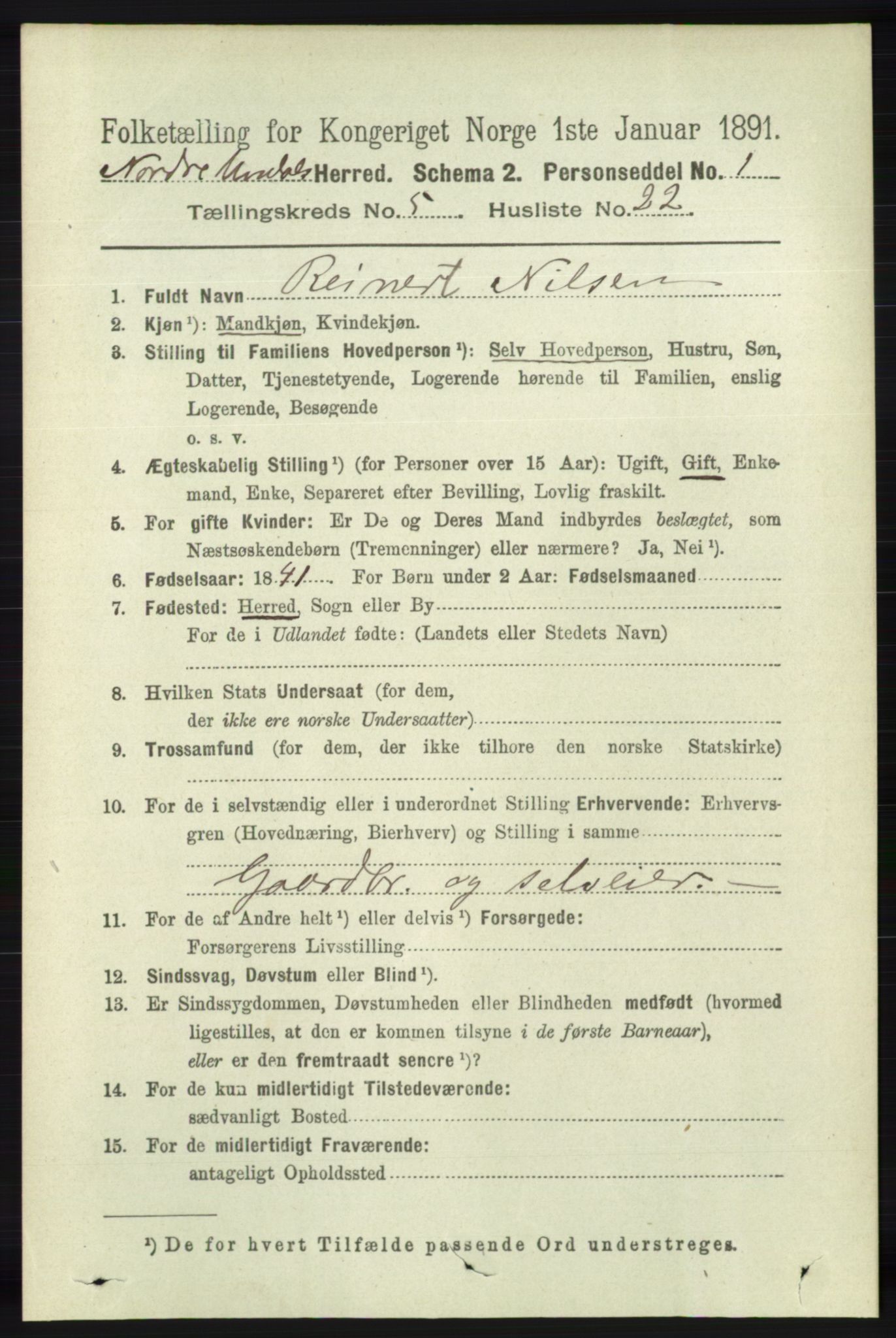 RA, Folketelling 1891 for 1028 Nord-Audnedal herred, 1891, s. 1312