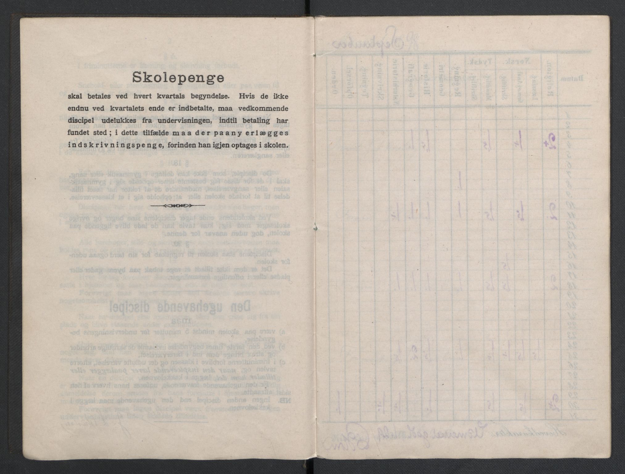 Quisling, Vidkun, AV/RA-PA-0750/K/L0001: Brev til og fra Vidkun Quisling samt til og fra andre medlemmer av familien Quisling, samt Vidkun Quislings karakterbøker, 1894-1929, s. 223