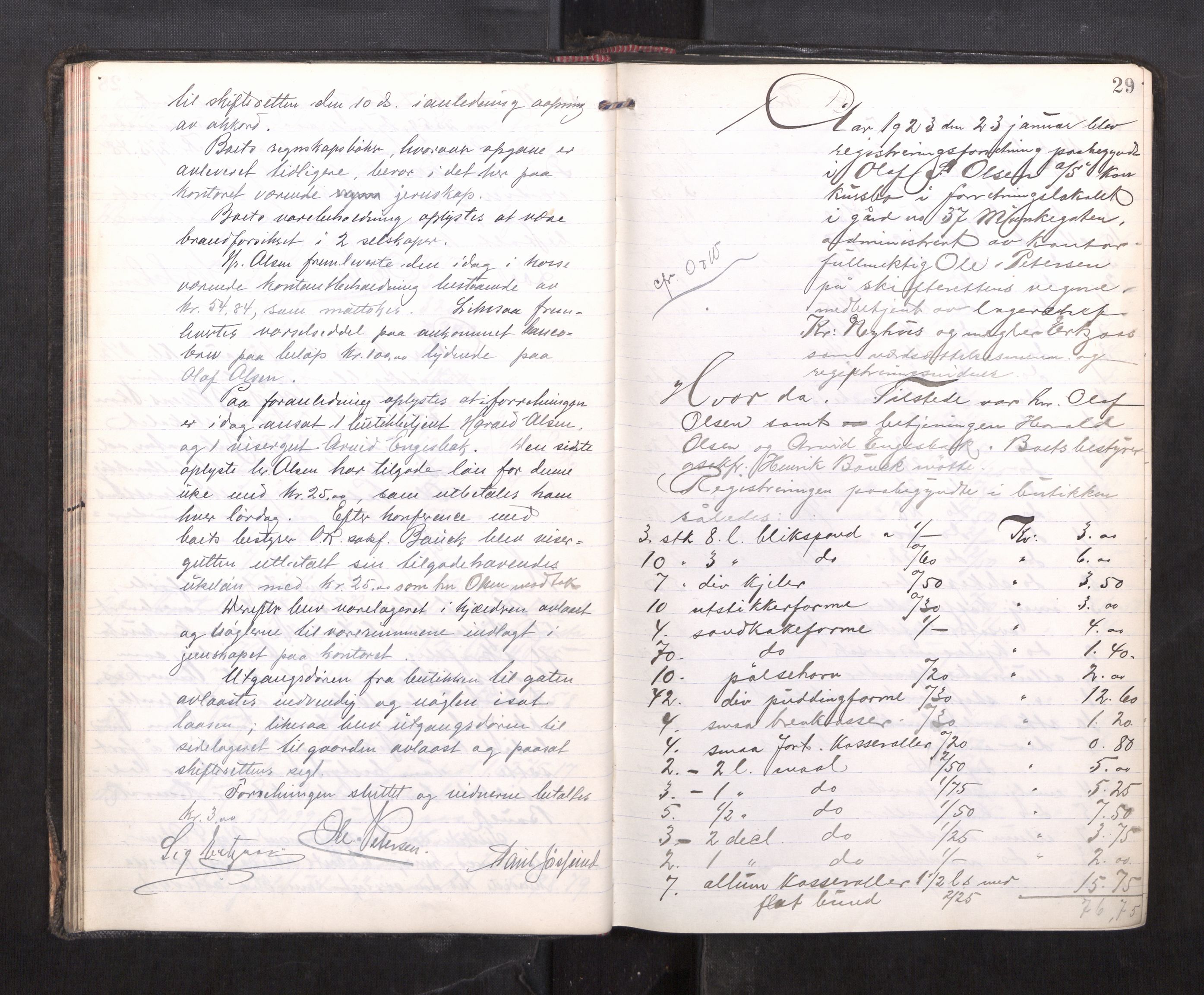 Trondheim byfogd, AV/SAT-A-0003/1/3/3C/L0042: Skifteregistreringsprotokoll - 10/10-11/6. (u/ register), 1922-1925, s. 29